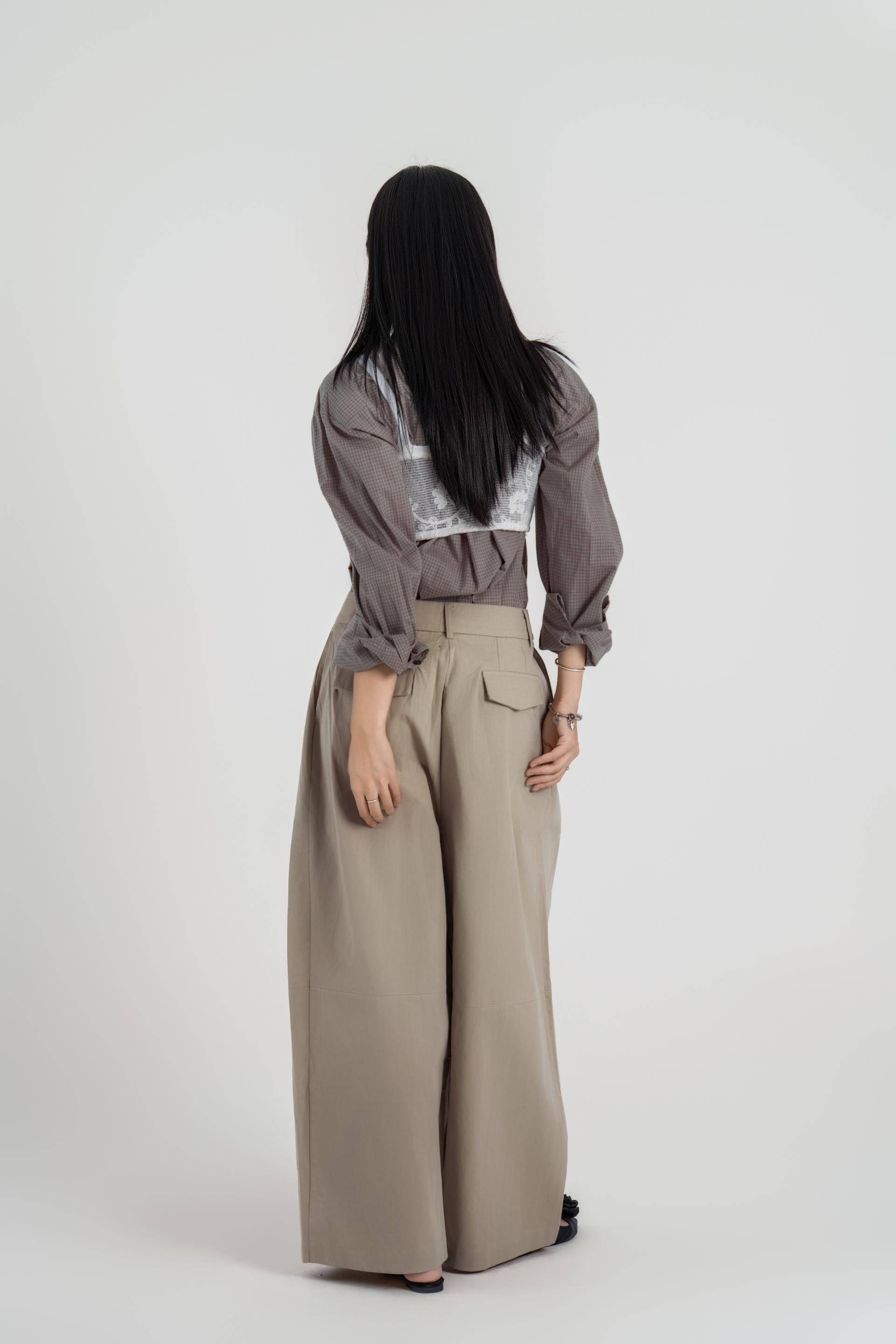 핀턱 볼륨 와이드 팬츠