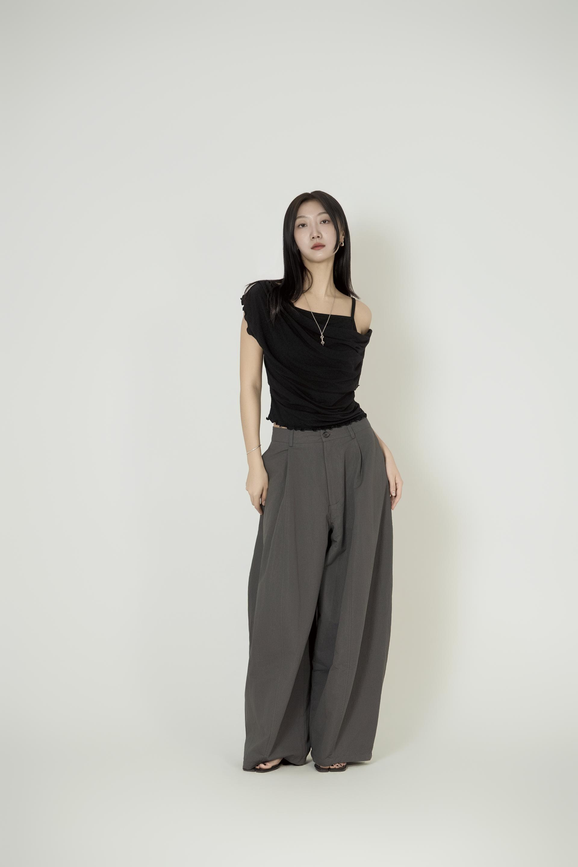배색 리본칼라 크롭 투피스 복제