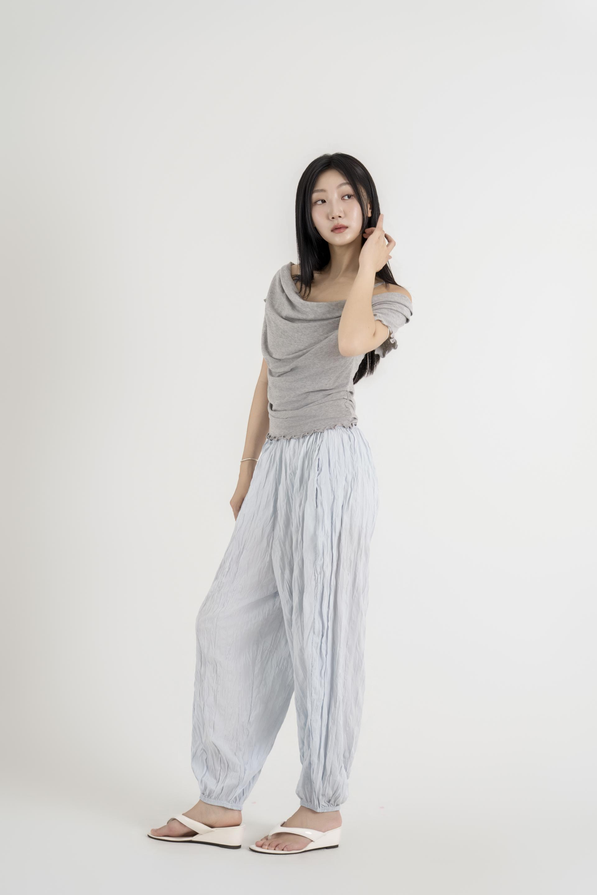 텍스처 볼륨 하렘 팬츠