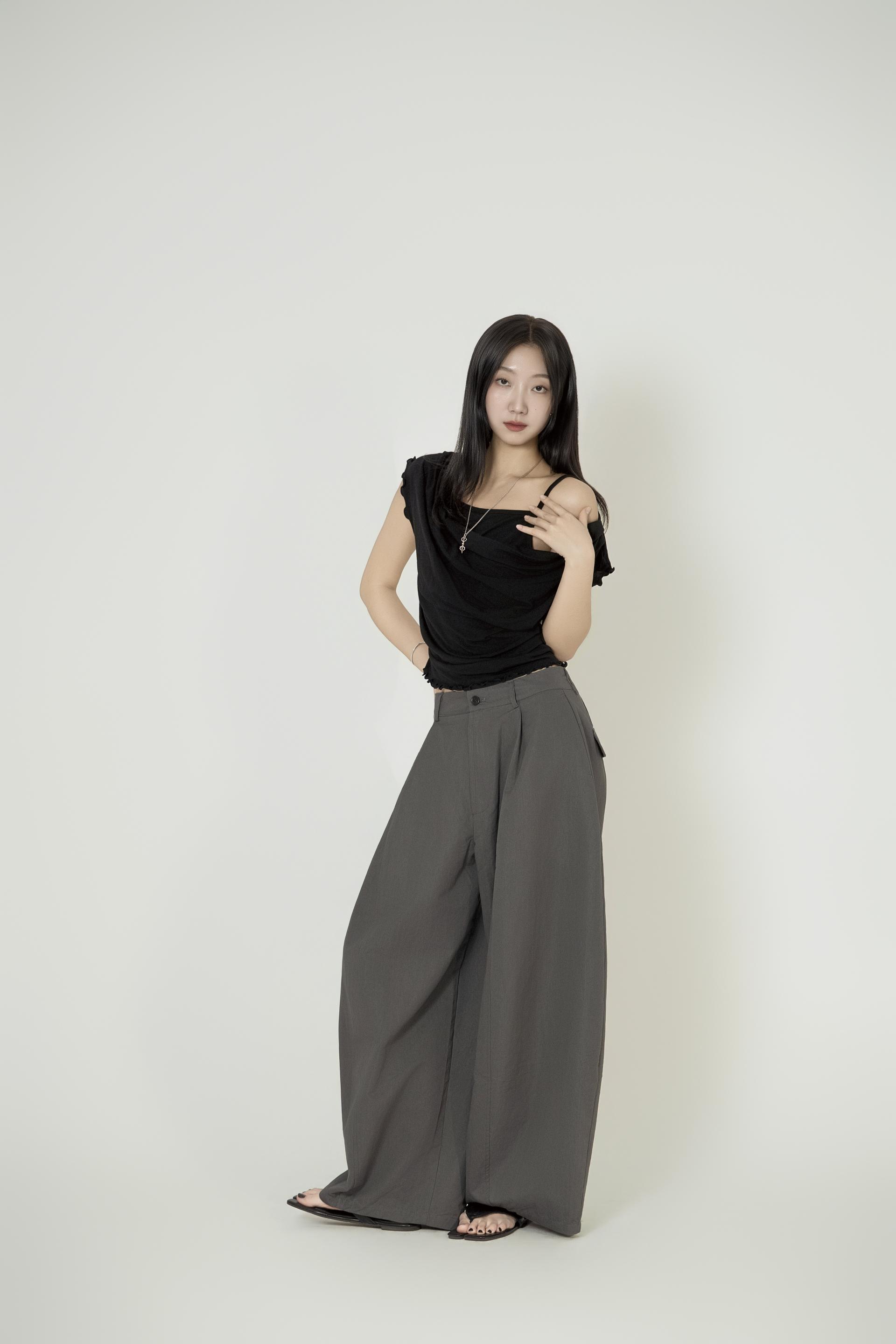 핀턱 와이드 롱 팬츠