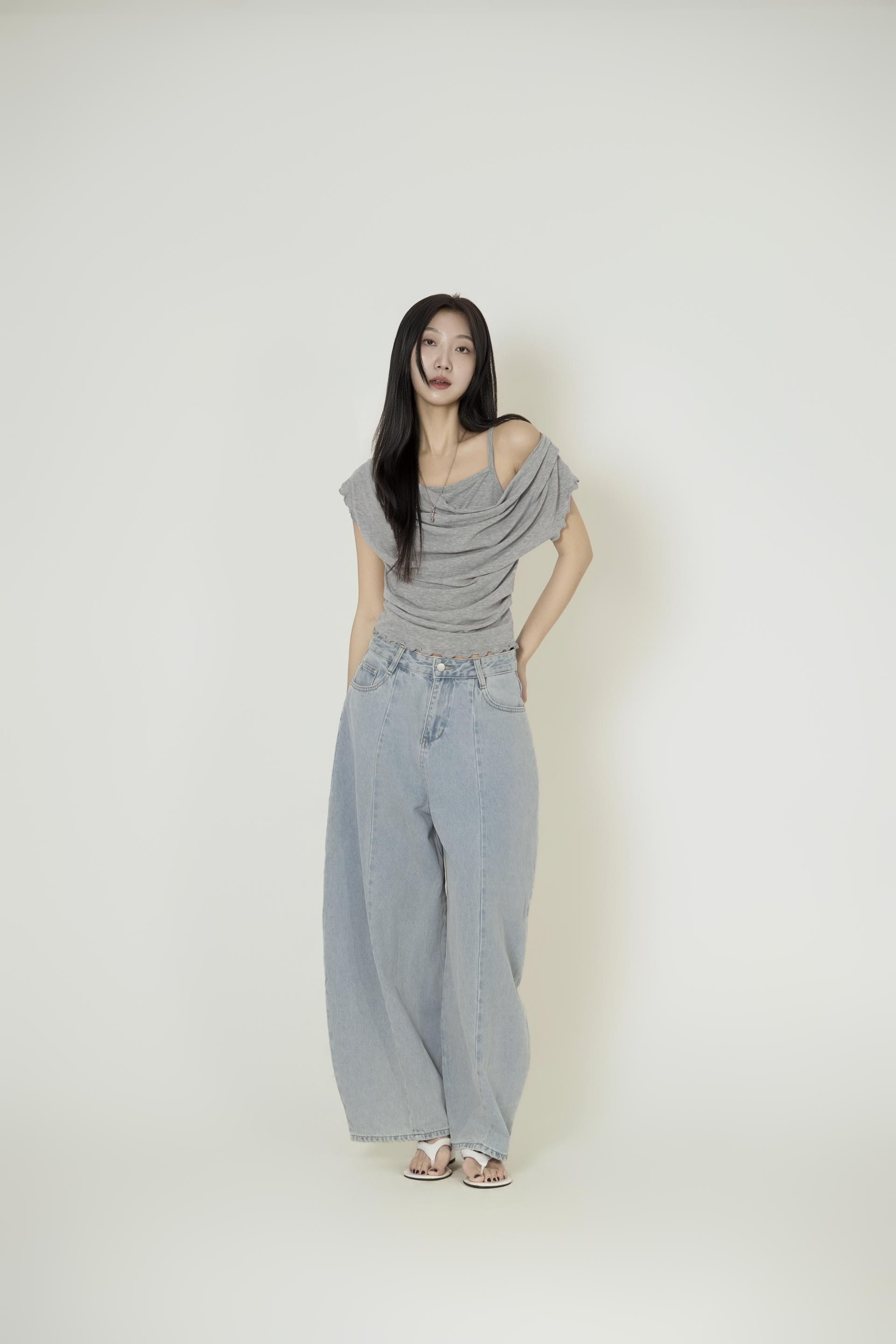 배색 리본칼라 크롭 투피스 복제