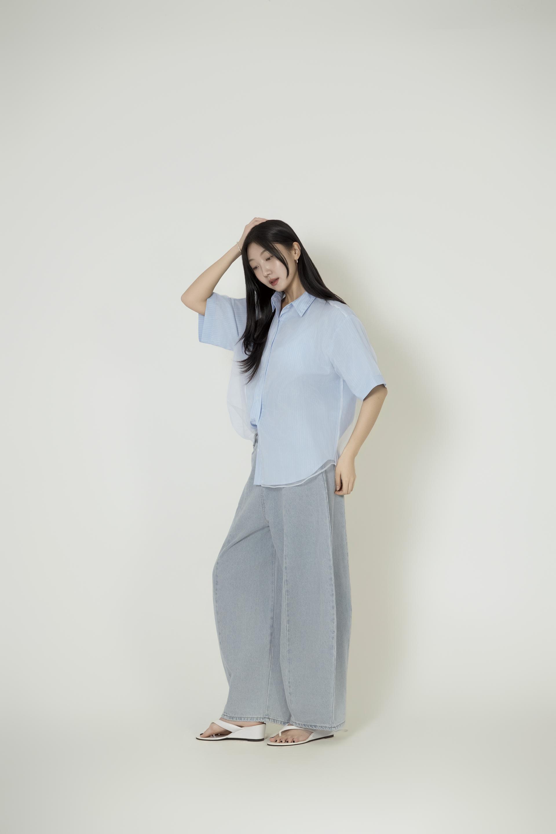 시스루 오간자 레이어드 셔츠