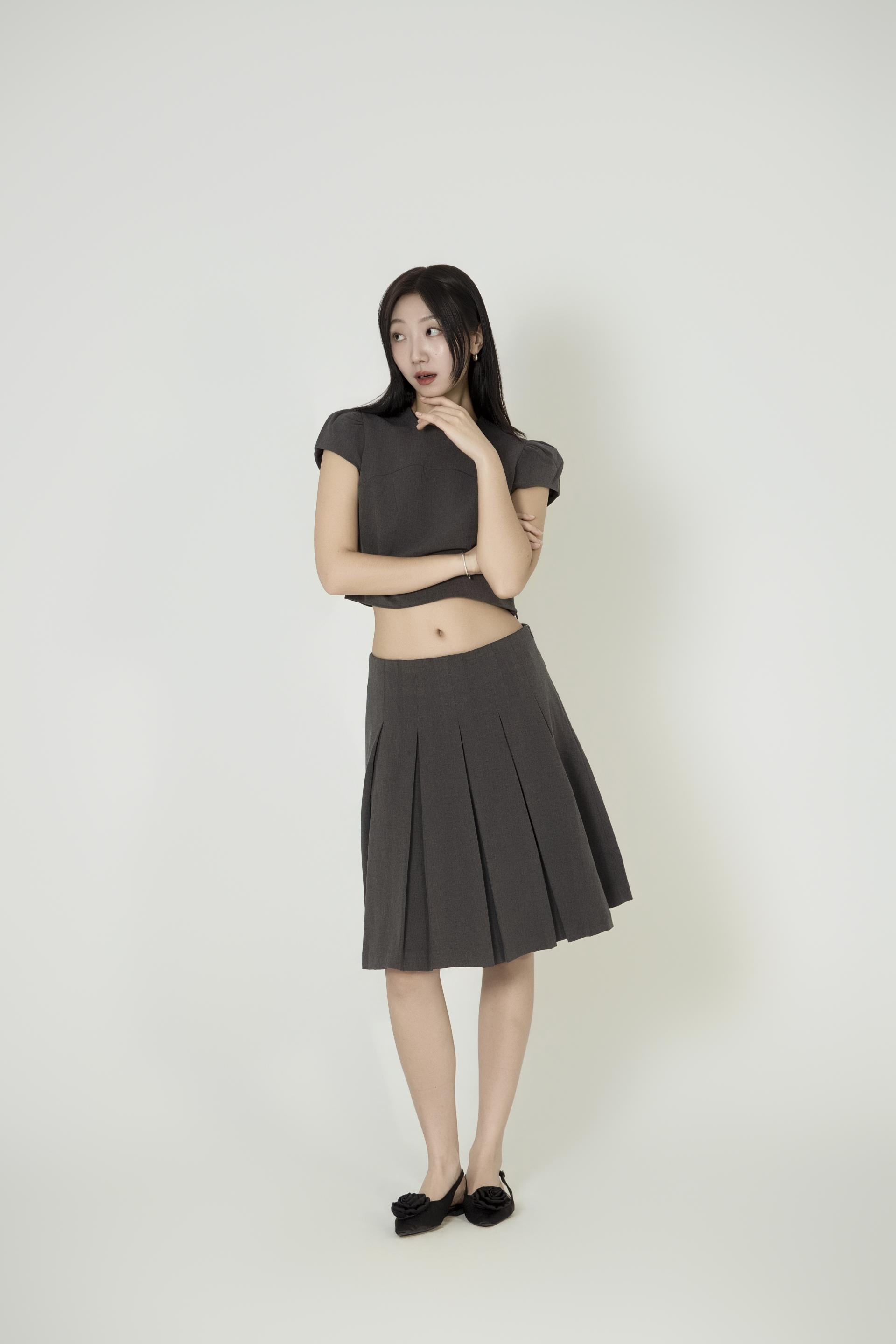캡소매크 롭탑 플리츠스커트 셋업