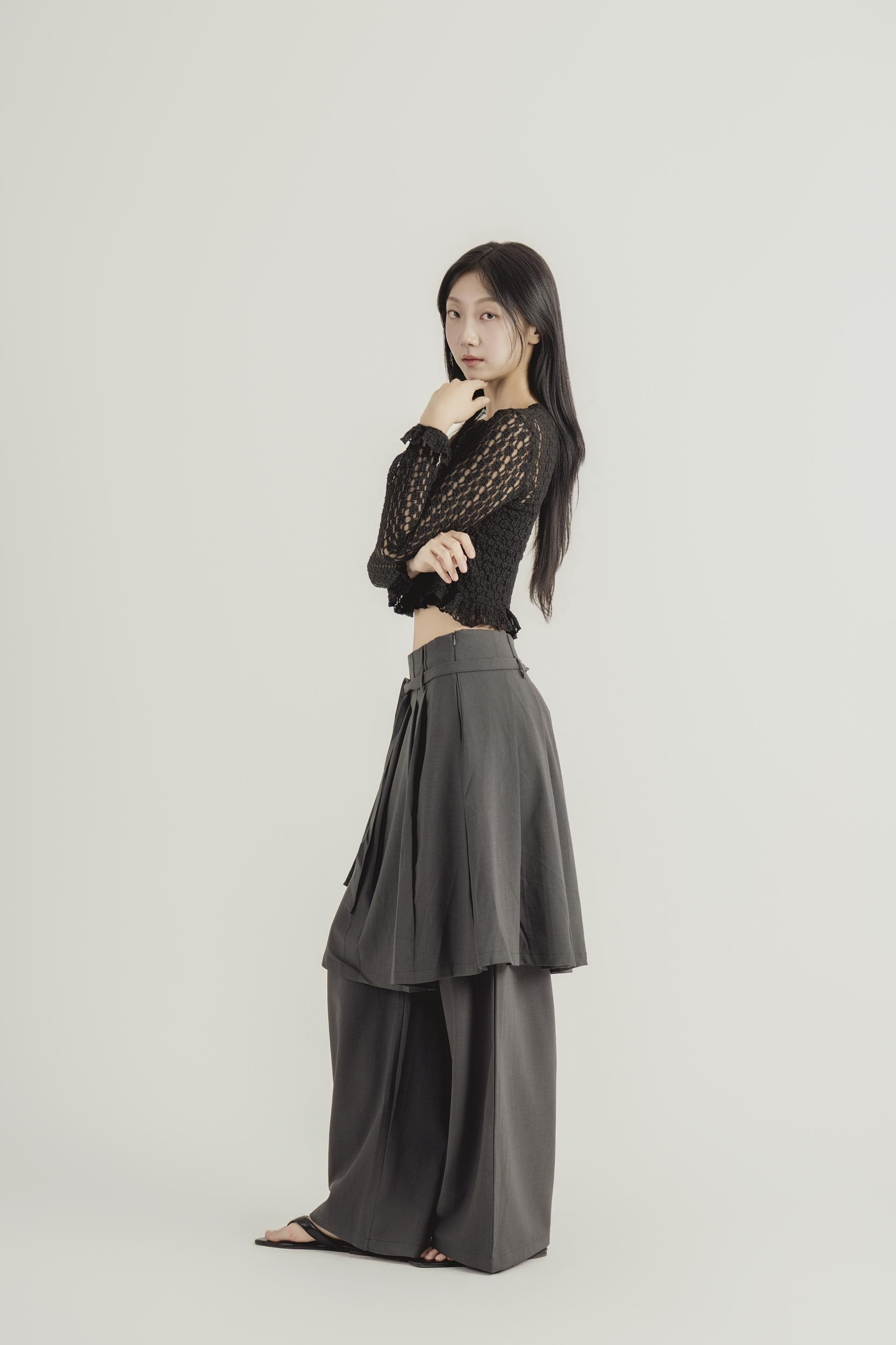 플리츠 레이어드 와이드 팬츠