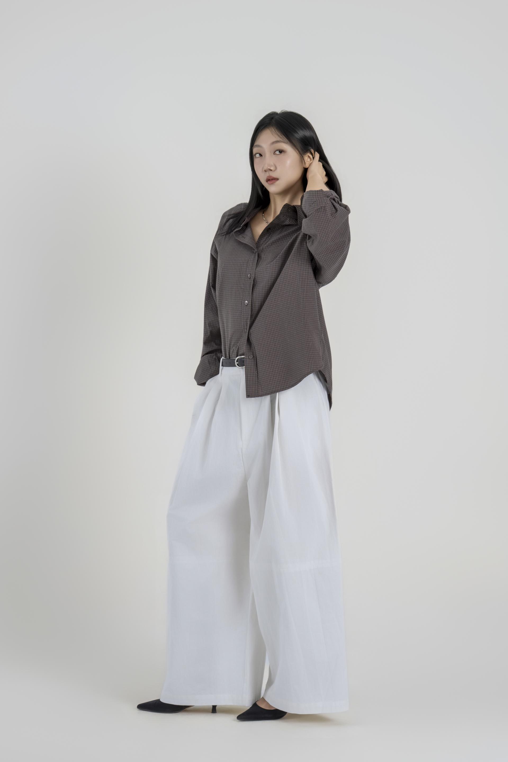 마이크로 체크 오버 셔츠