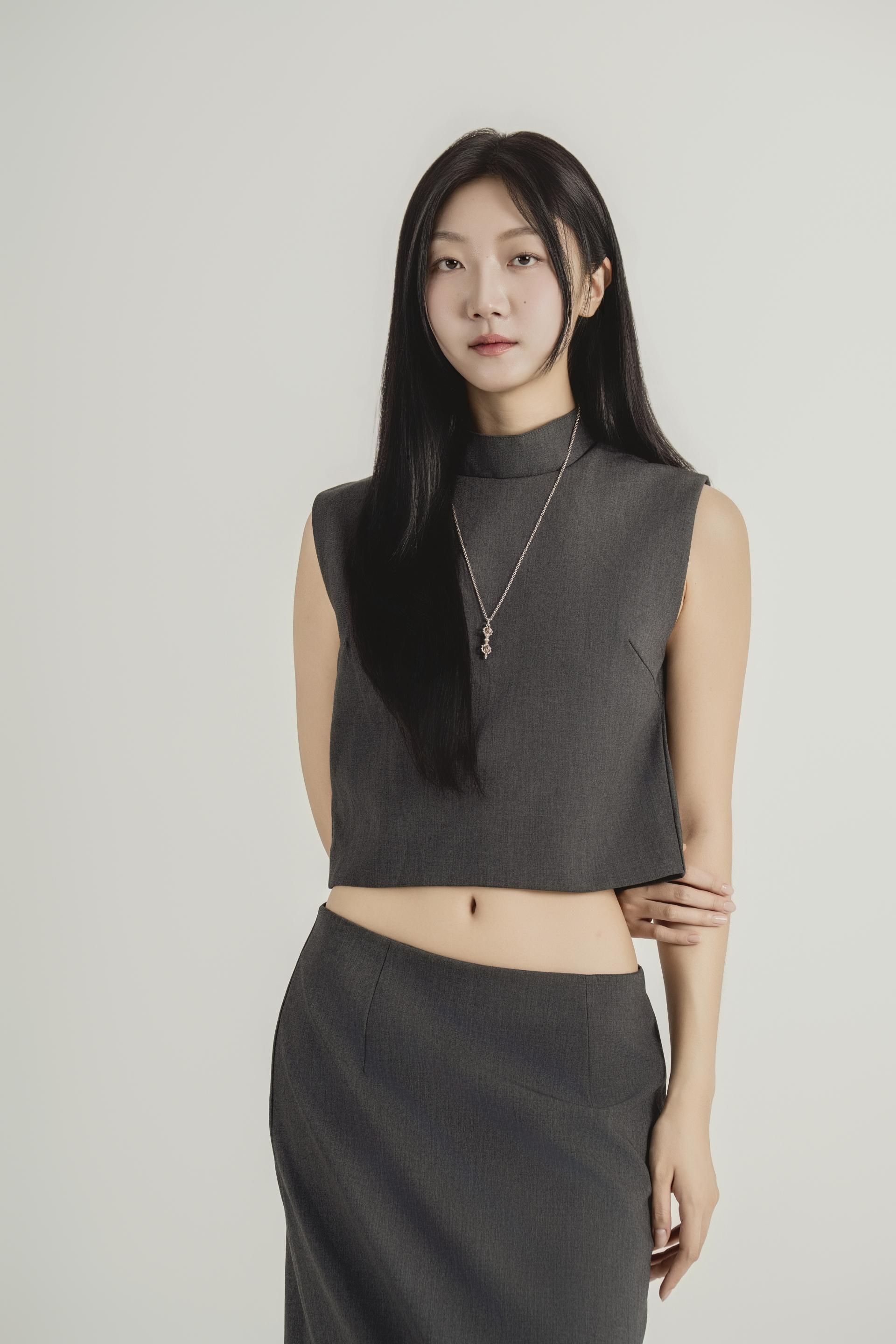 하이넥 크롭 롱 스커트 셋업
