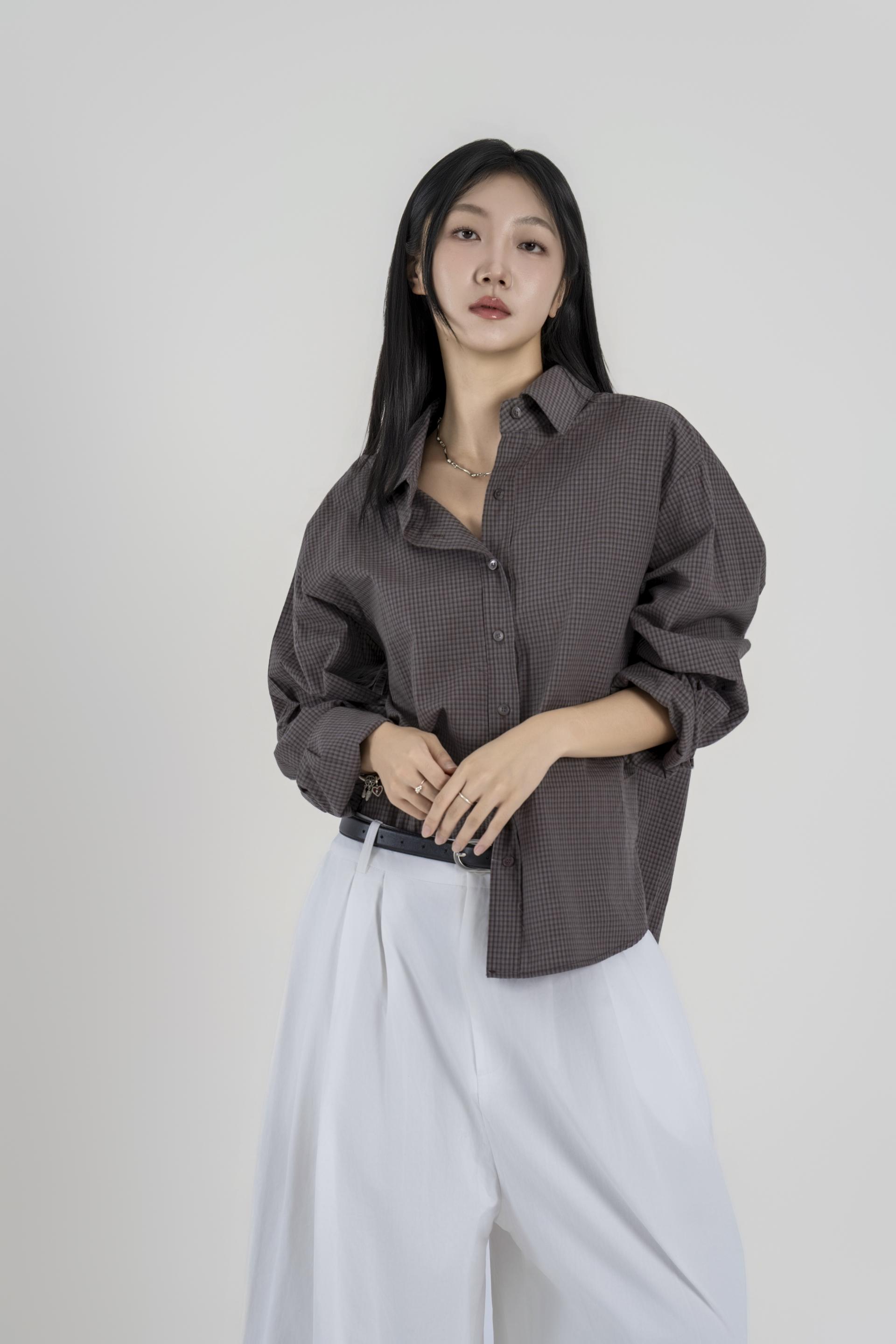 마이크로 체크 오버 셔츠