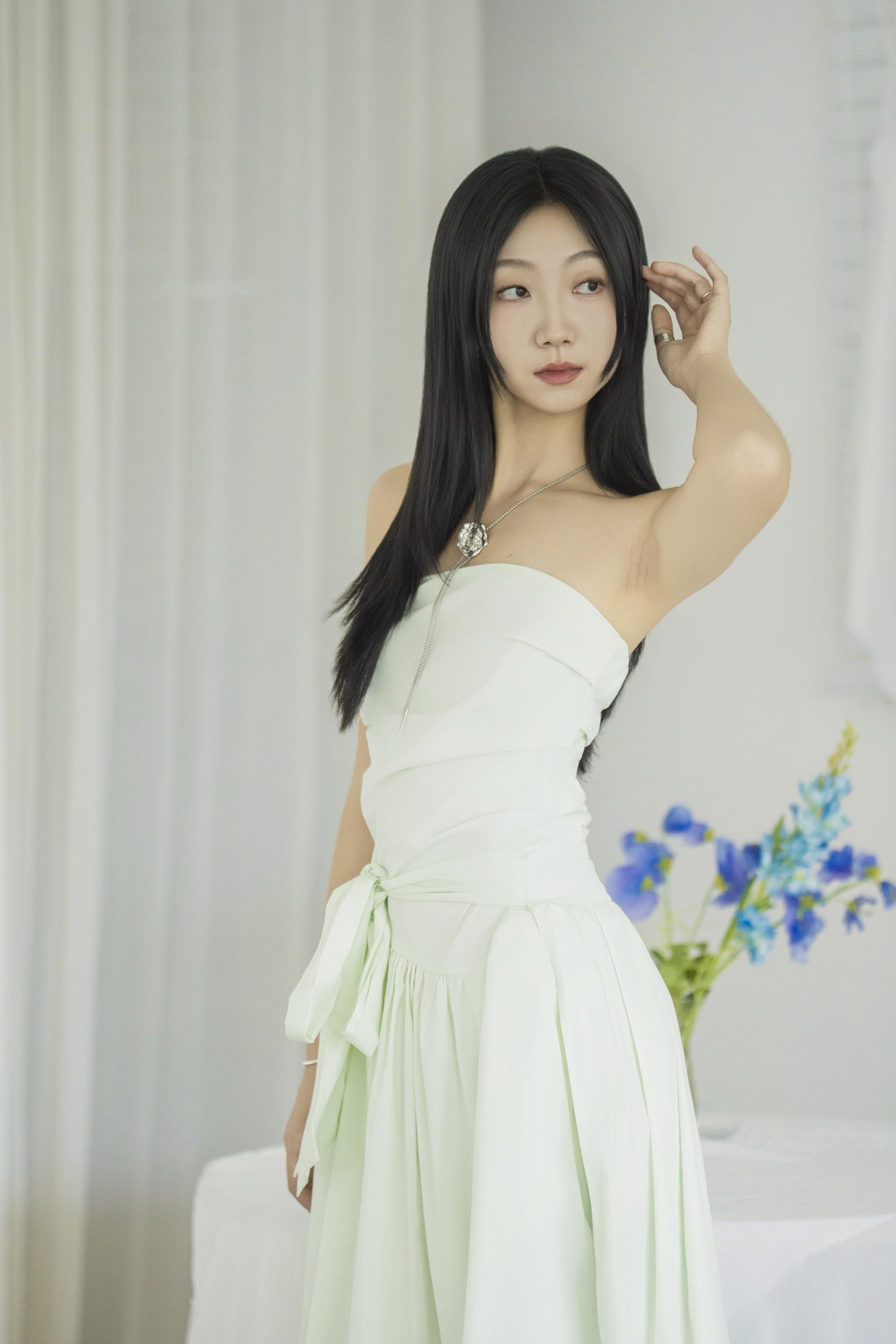 리본 웨이스트 벌룬 원피스