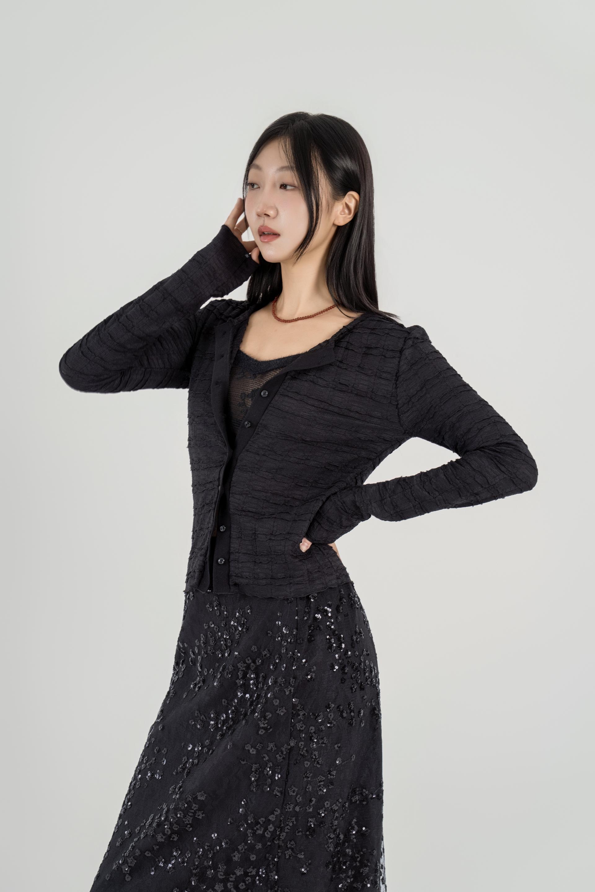 링클웨이브 시어 가디건