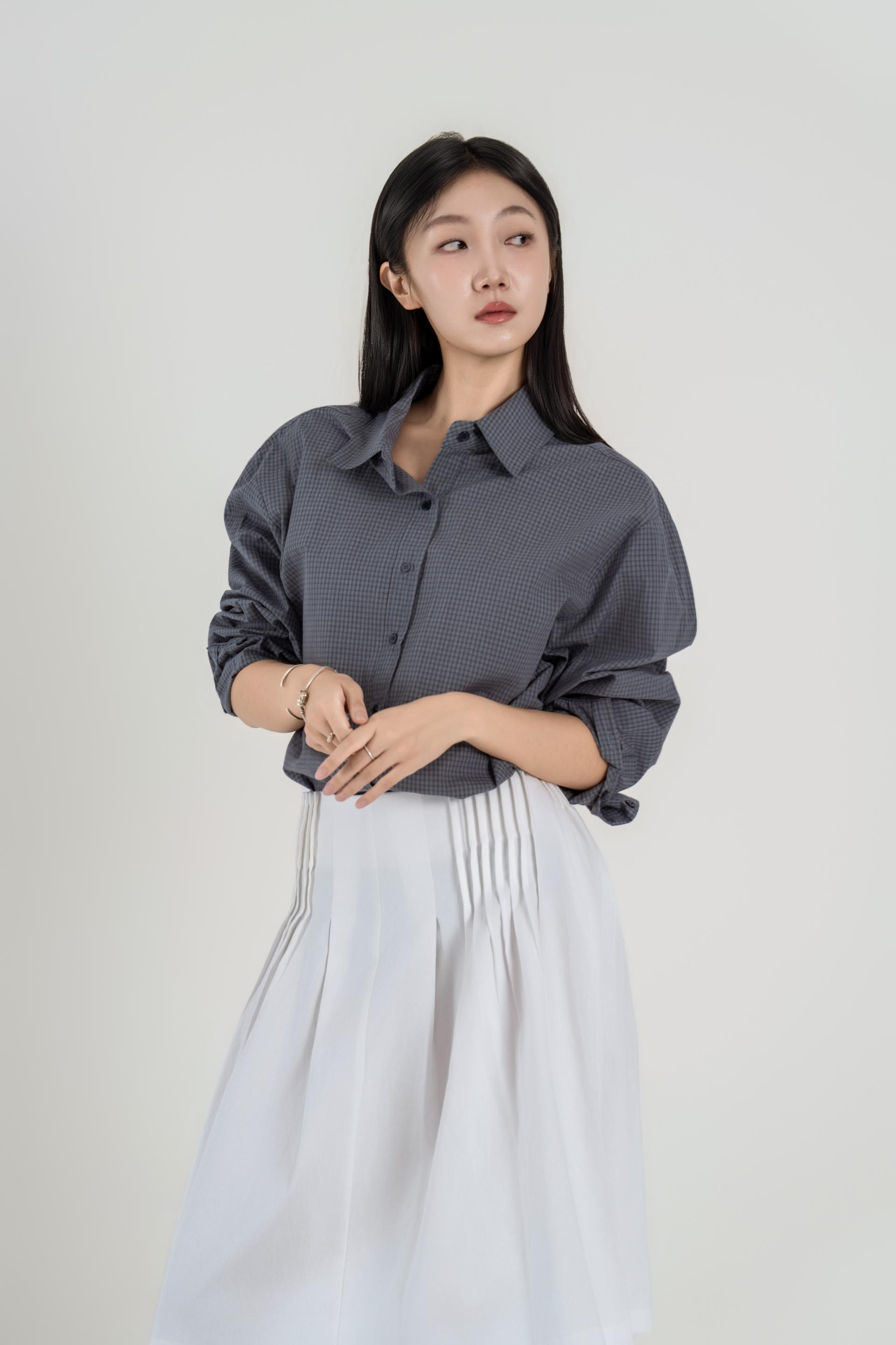 마이크로 체크 오버 셔츠