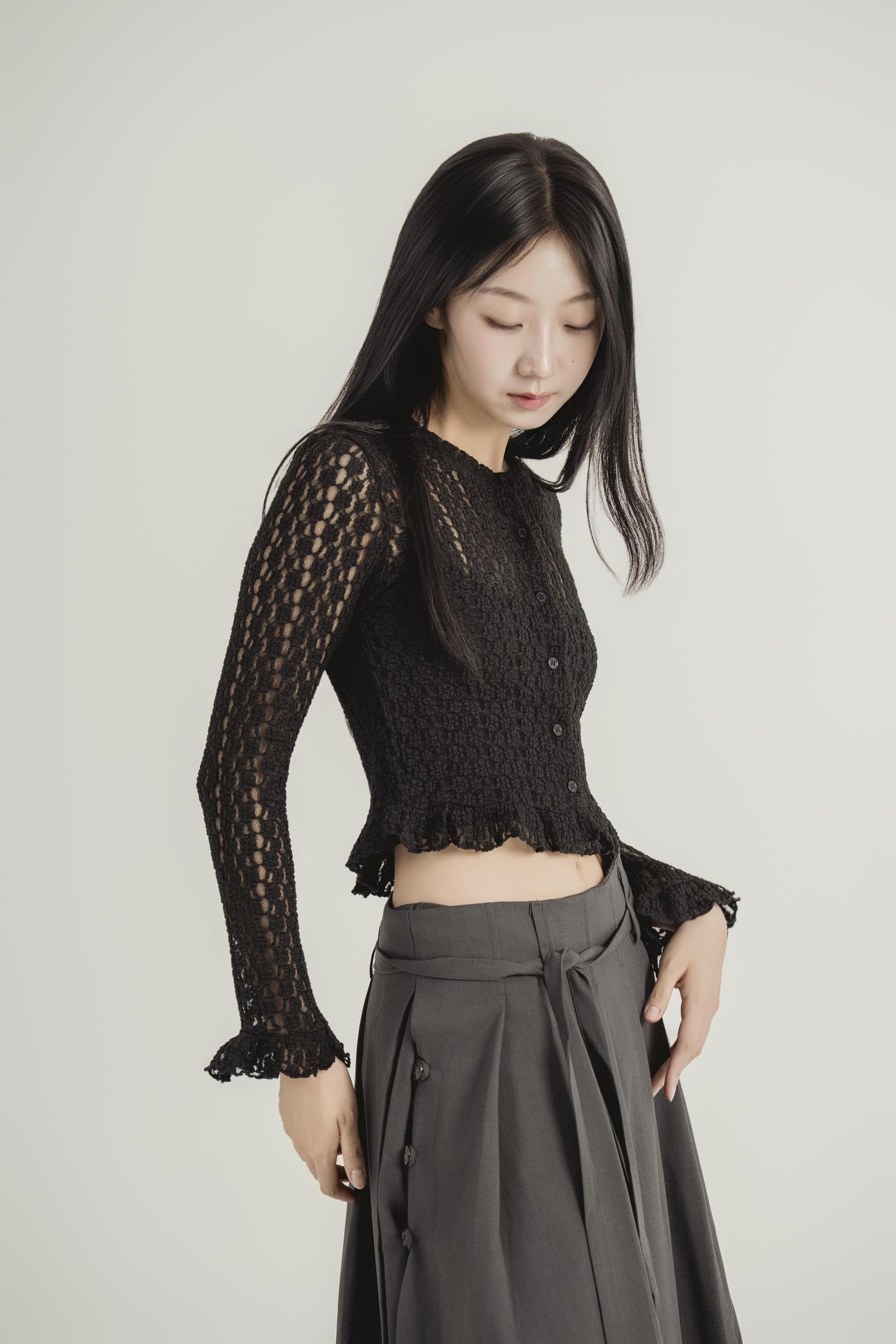 레이스 시어 크롭 가디건
