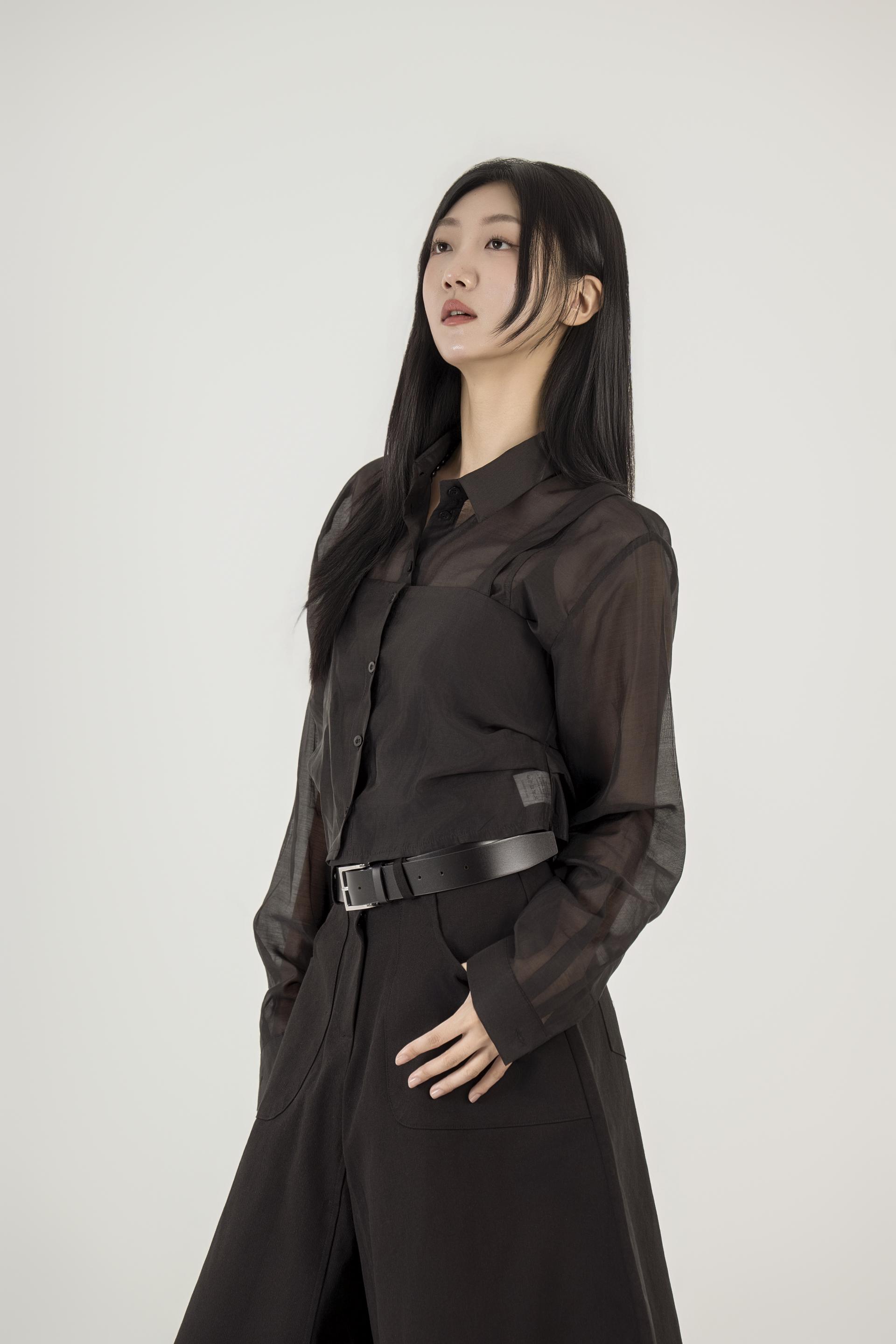 시스루 패널 레이어드 셔츠