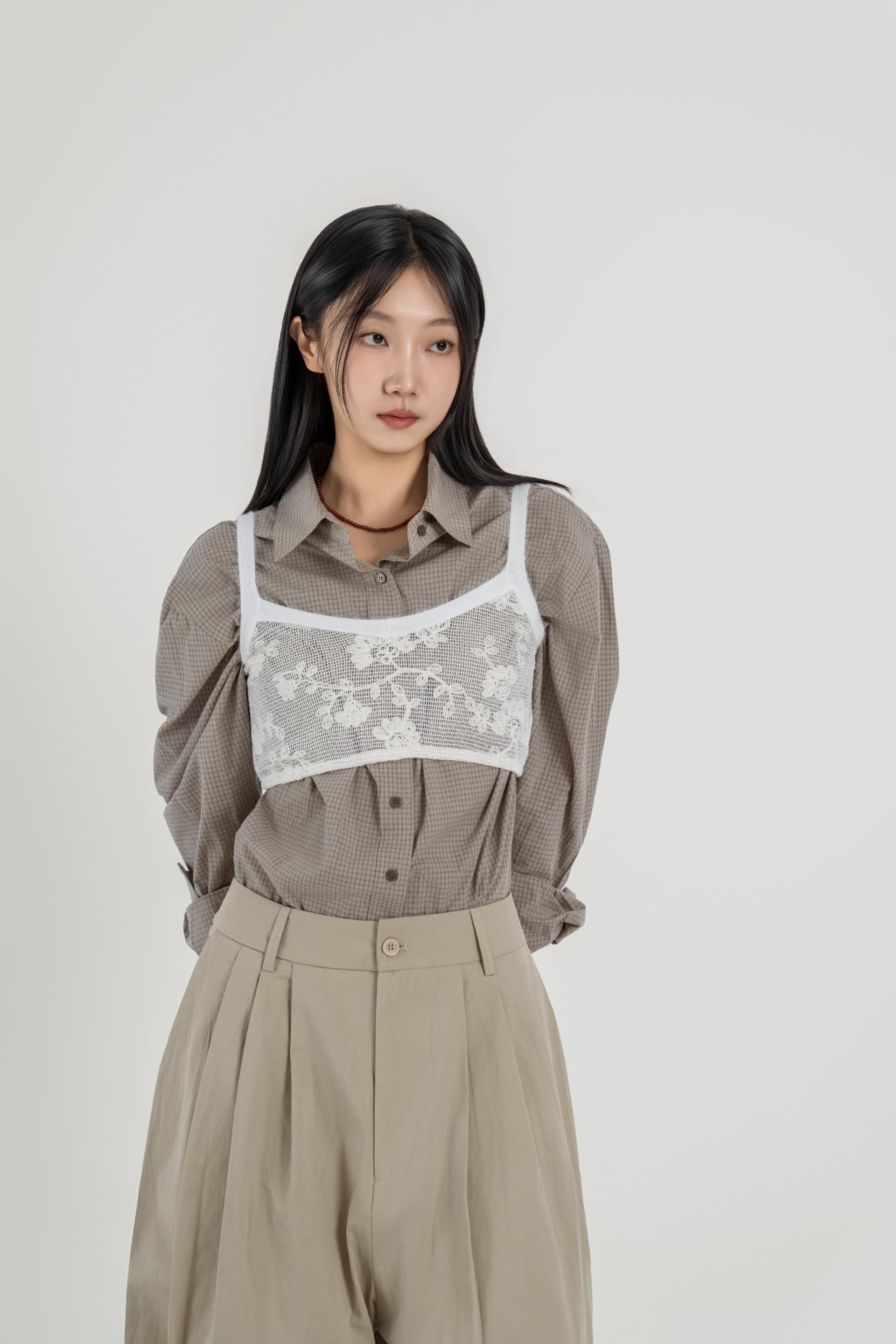 핀턱 볼륨 와이드 팬츠