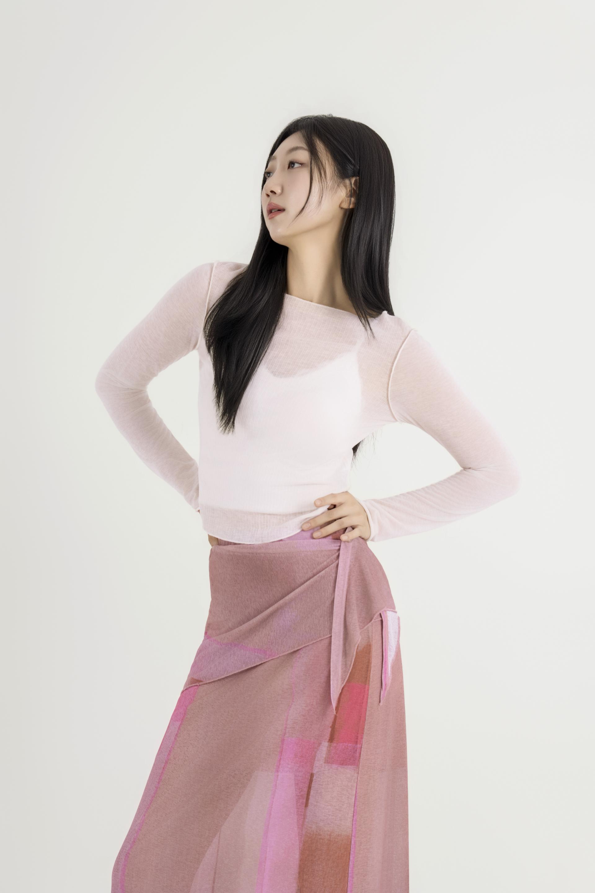 컬러 베일 랩 스커트