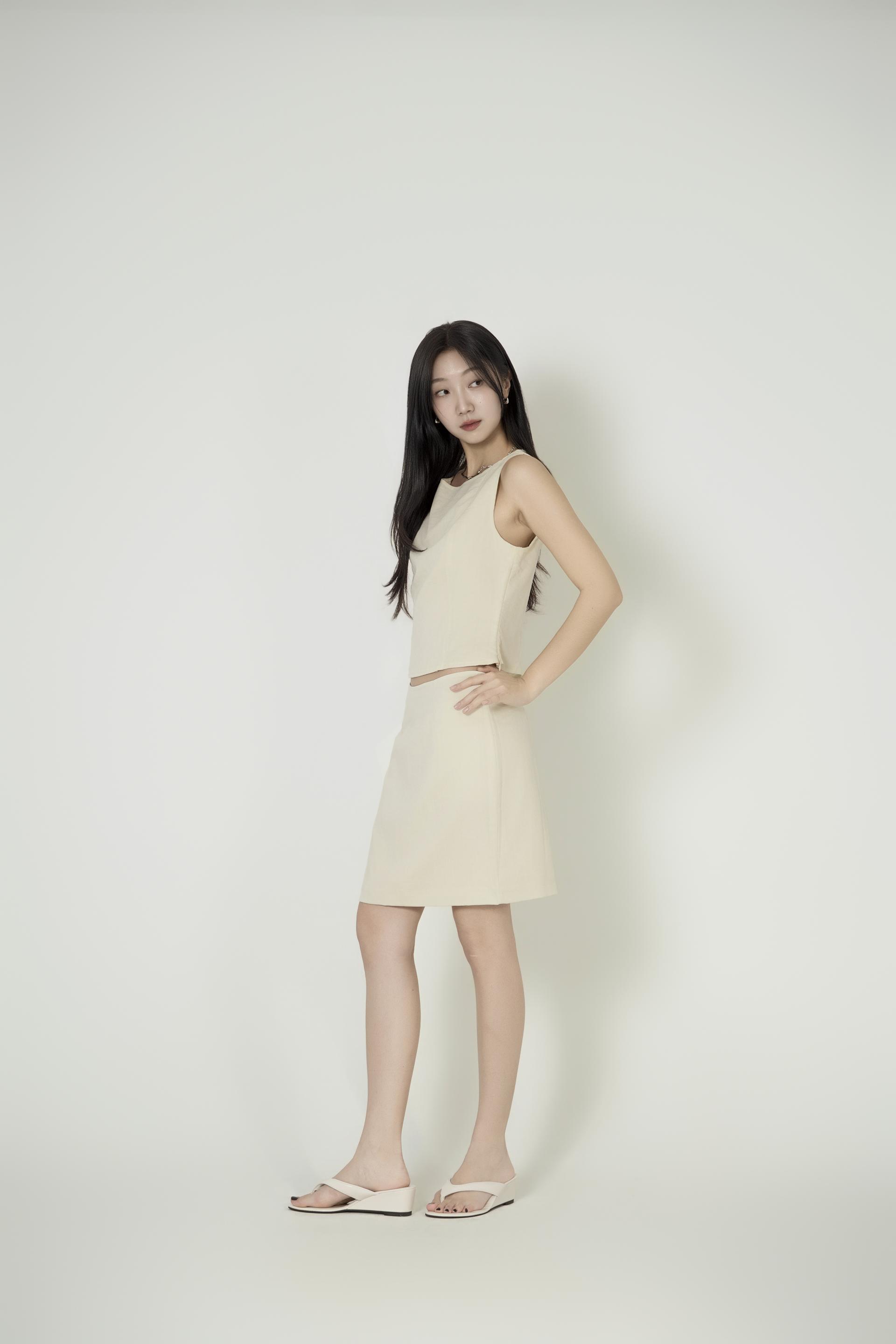 보트넥 절개크롭탑 미니스커트 셋업
