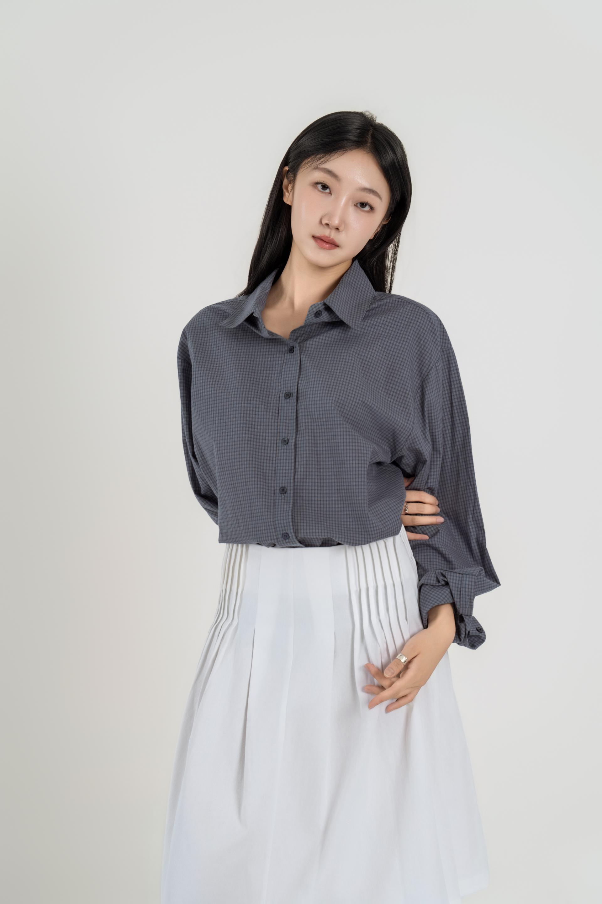 마이크로 체크 오버 셔츠