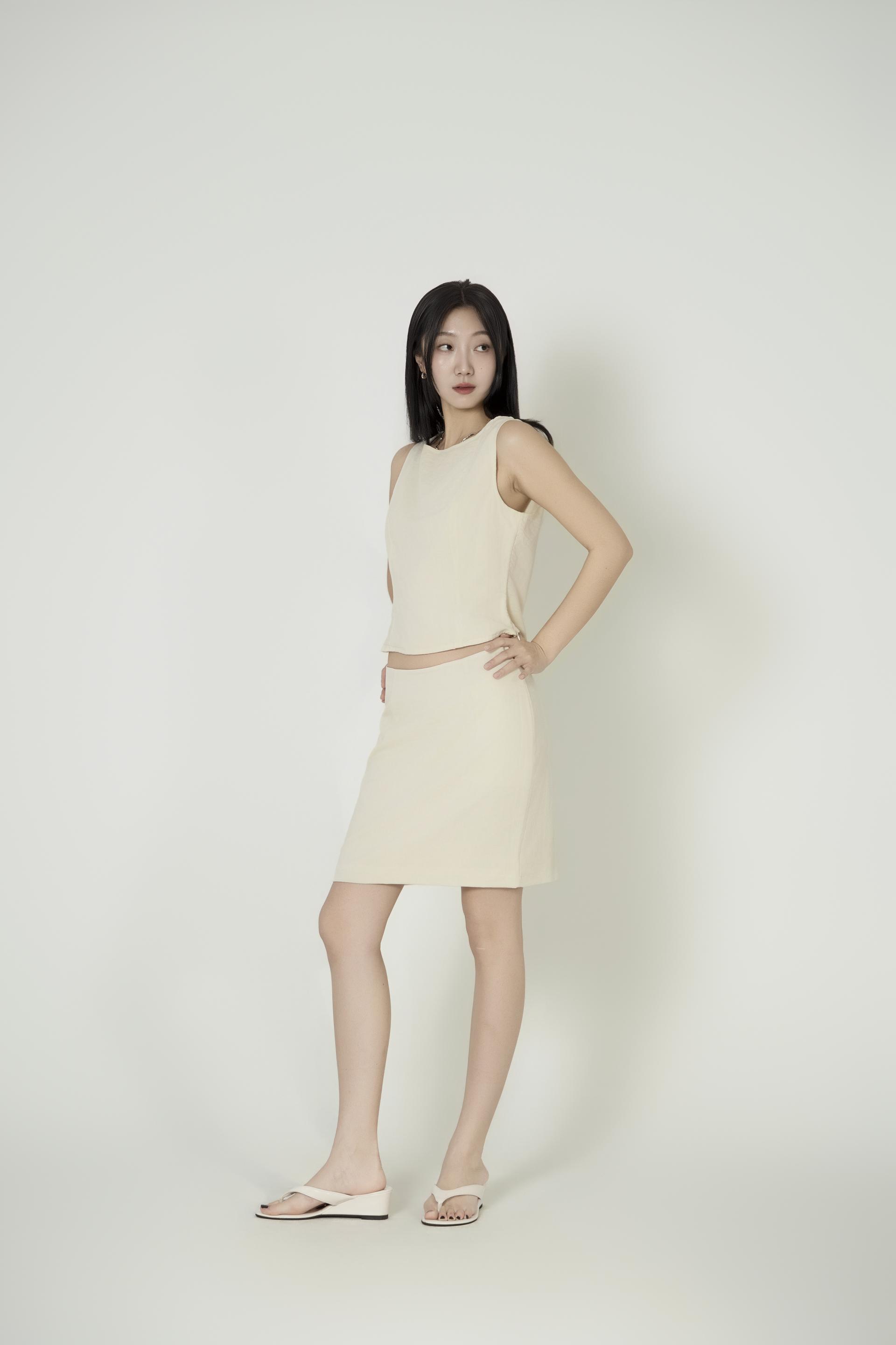 보트넥 절개크롭탑 미니스커트 셋업