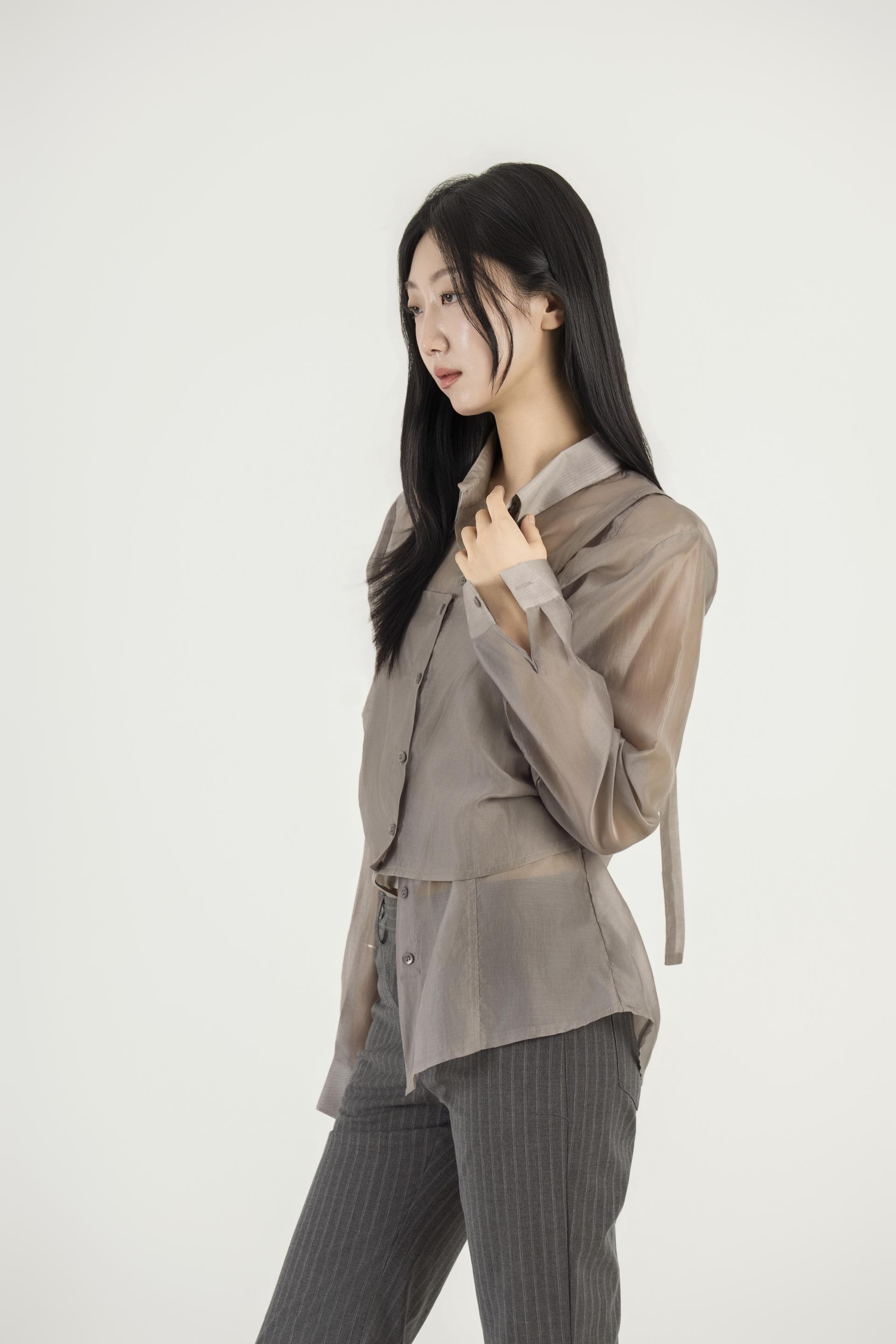 시스루 패널 레이어드 셔츠