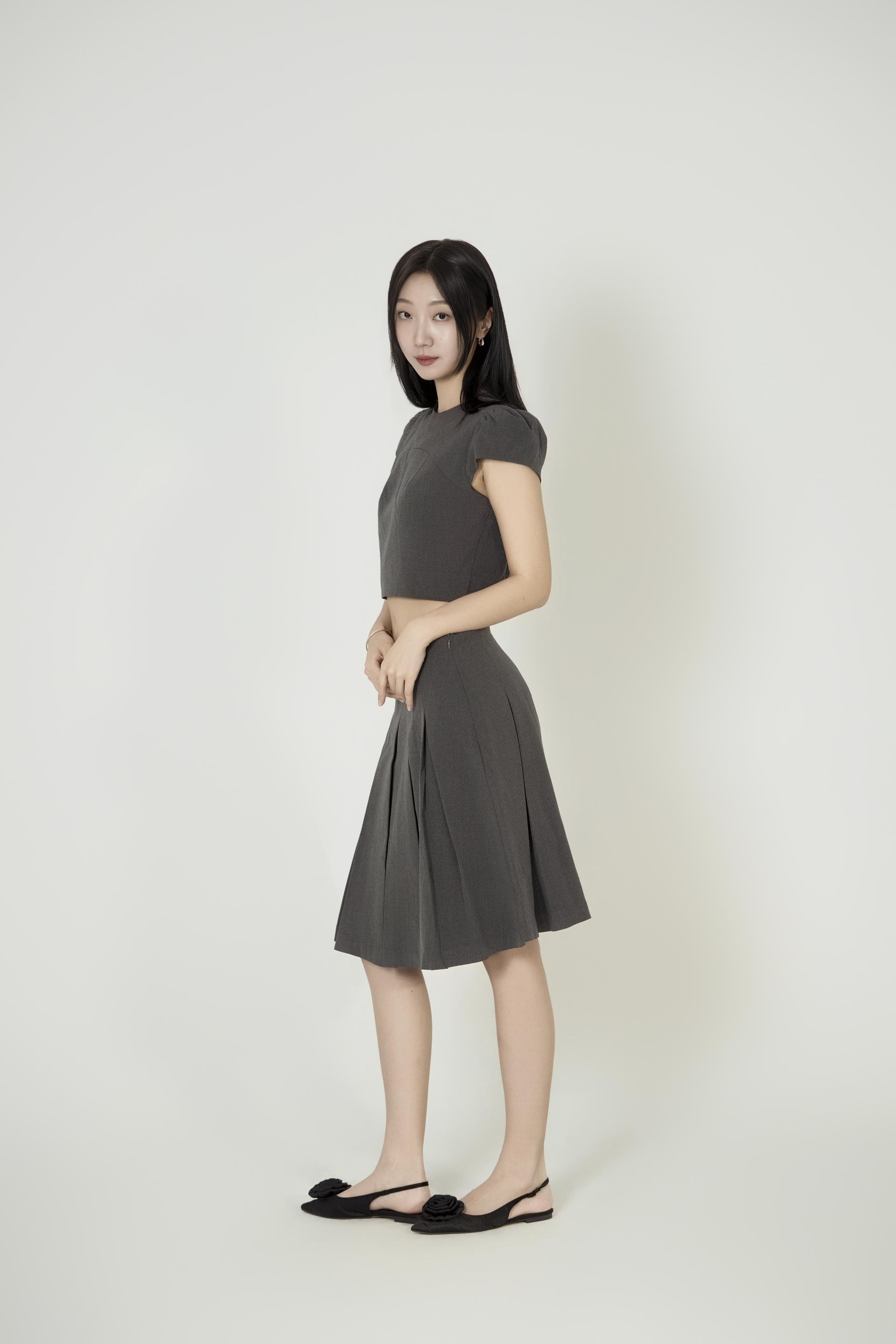 캡소매크 롭탑 플리츠스커트 셋업
