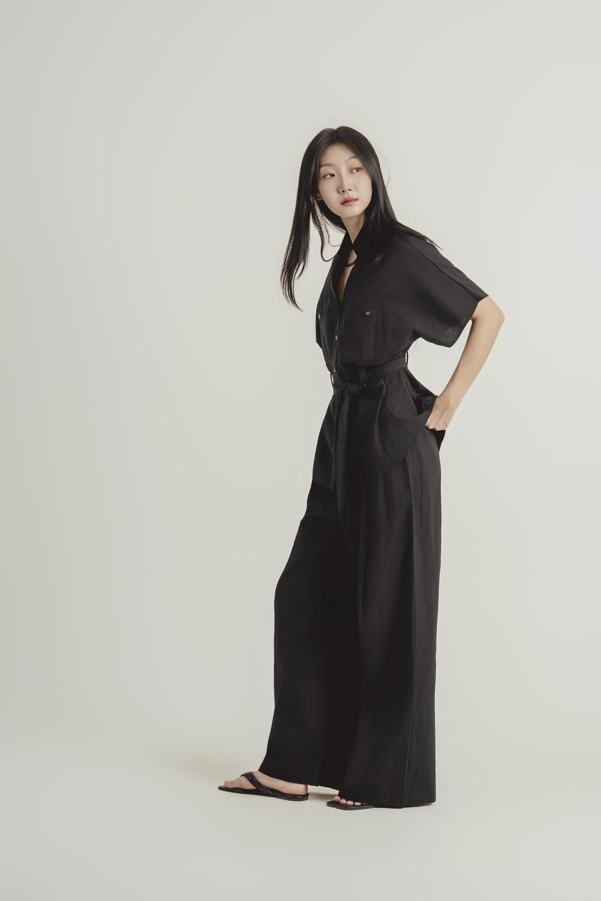 린넨 스트랩 셔츠 와이드 팬츠 셋업