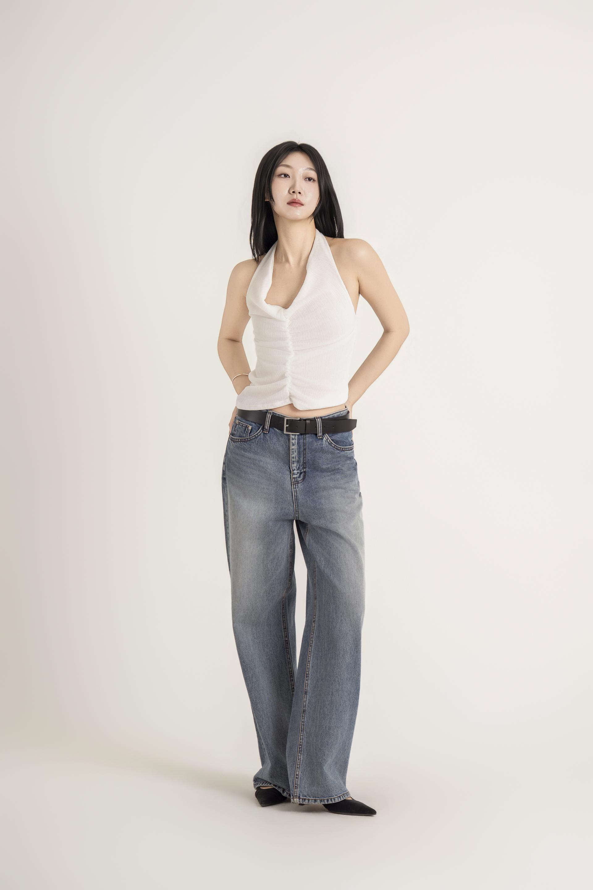 홀터넥 셔링 백리스 탑