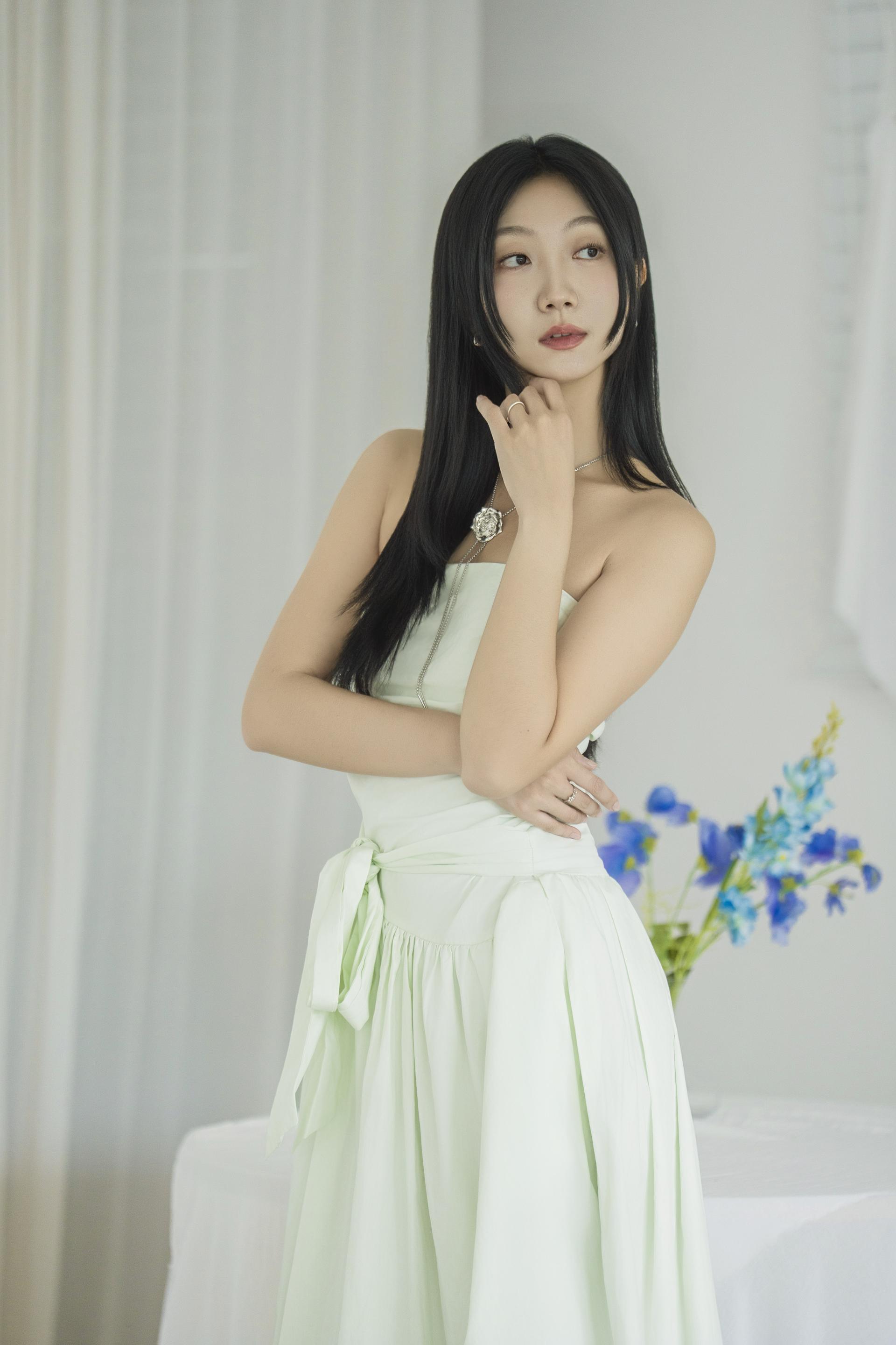 리본 웨이스트 벌룬 원피스