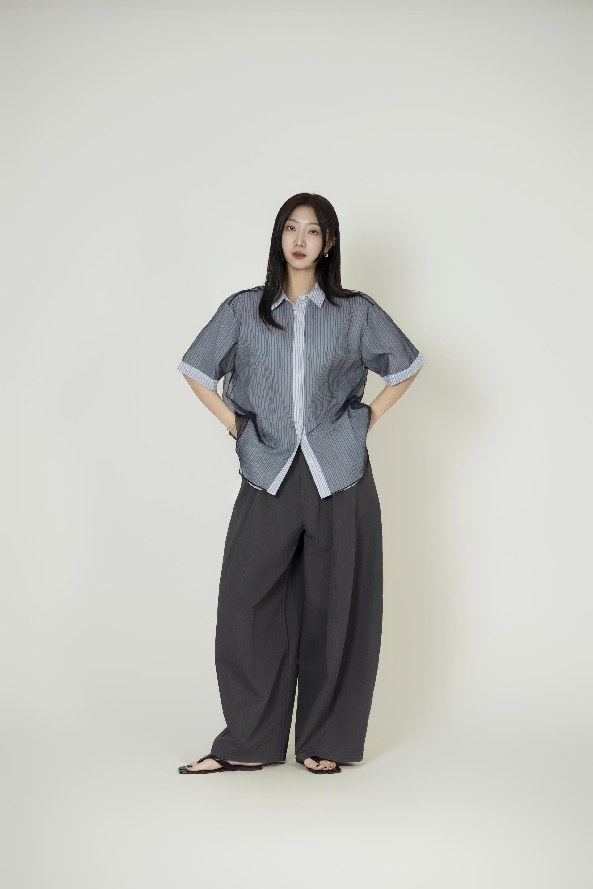 시스루 오간자 레이어드 셔츠