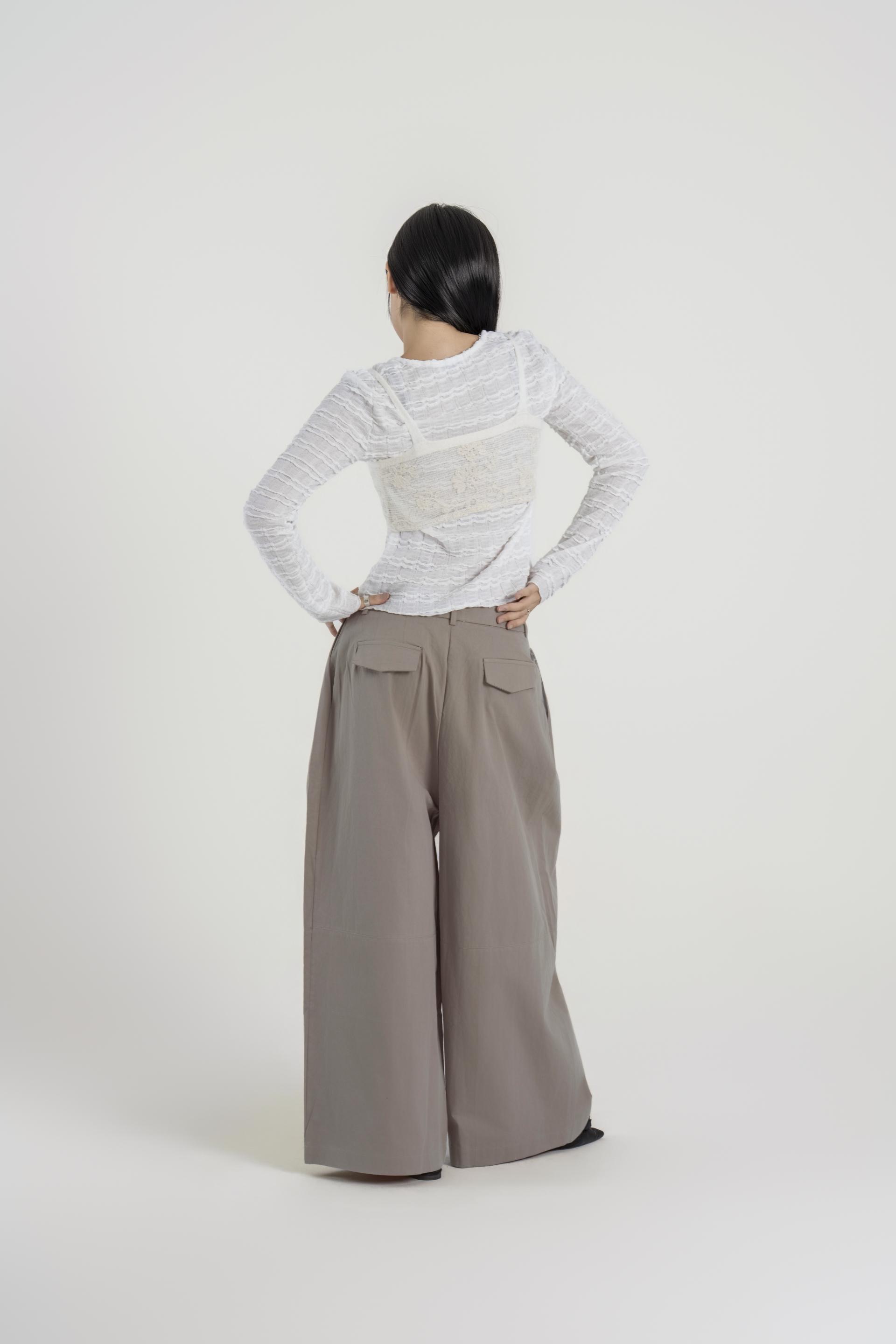 핀턱 볼륨 와이드 팬츠