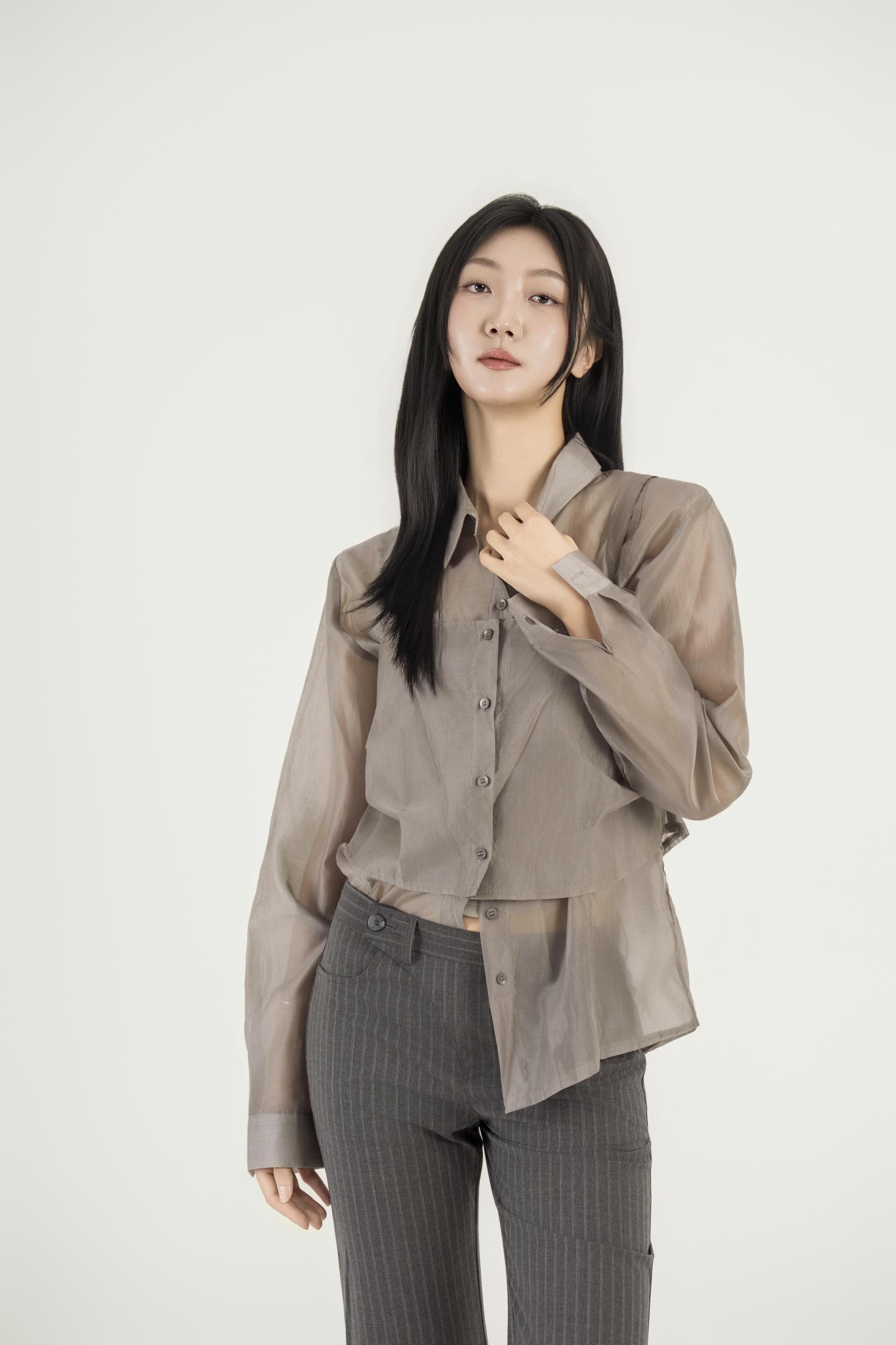 시스루 패널 레이어드 셔츠