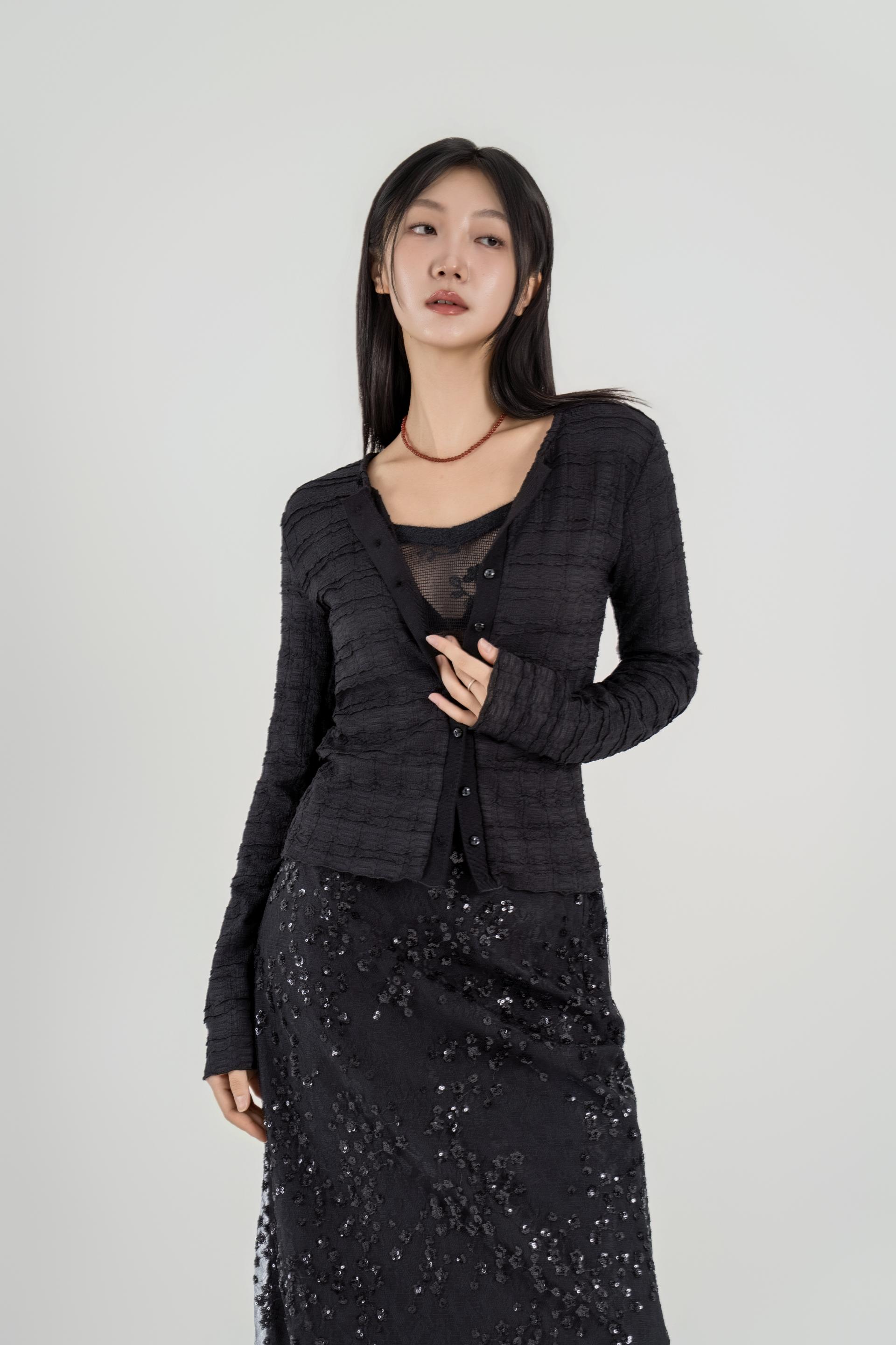 링클웨이브 시어 가디건