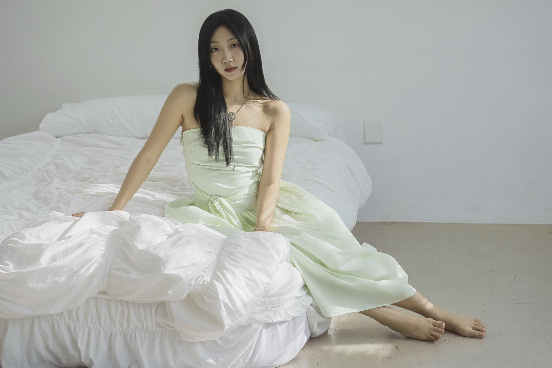 리본 웨이스트 벌룬 원피스