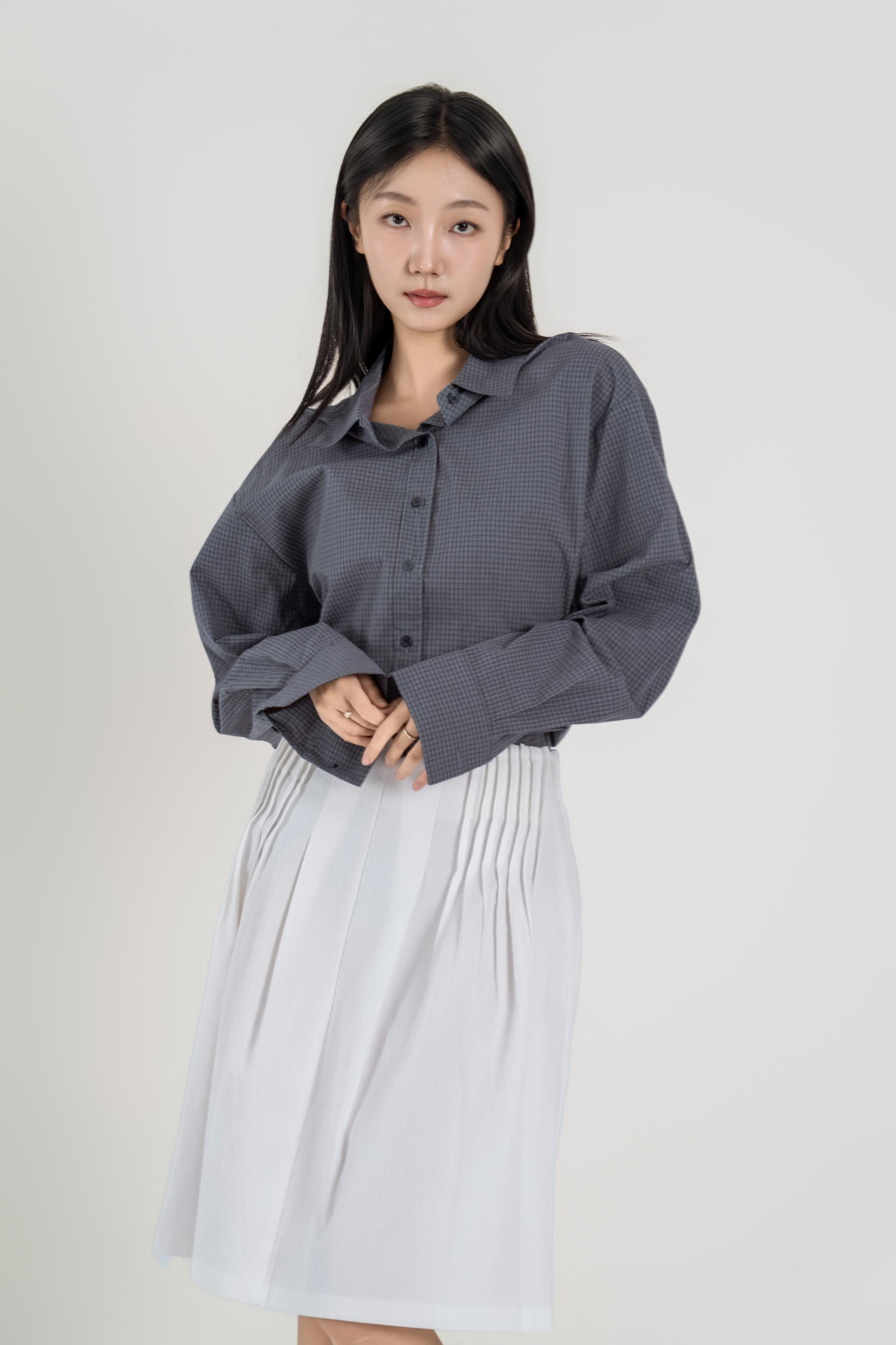 마이크로 체크 오버 셔츠