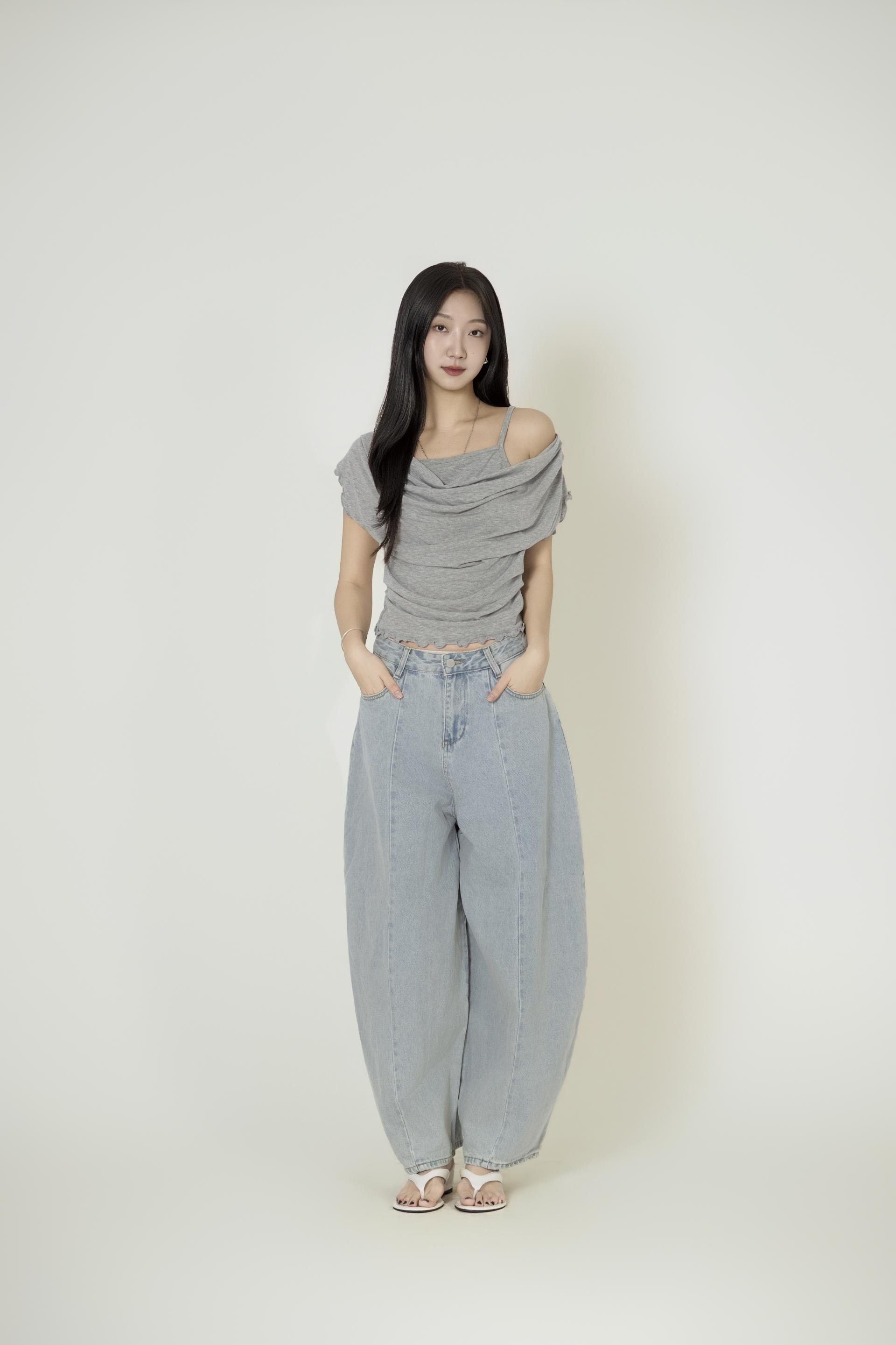 배색 리본칼라 크롭 투피스 복제