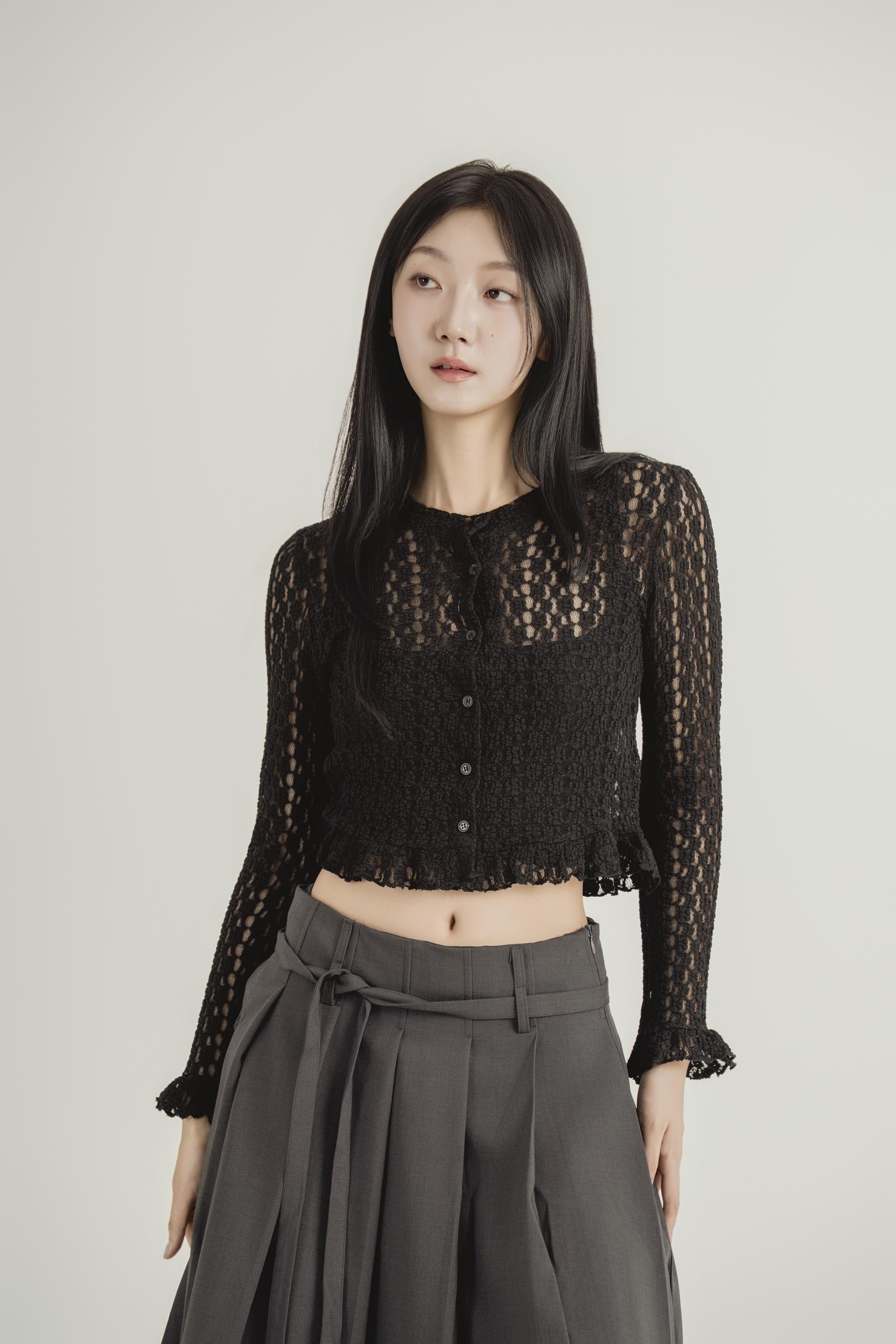 레이스 시어 크롭 가디건