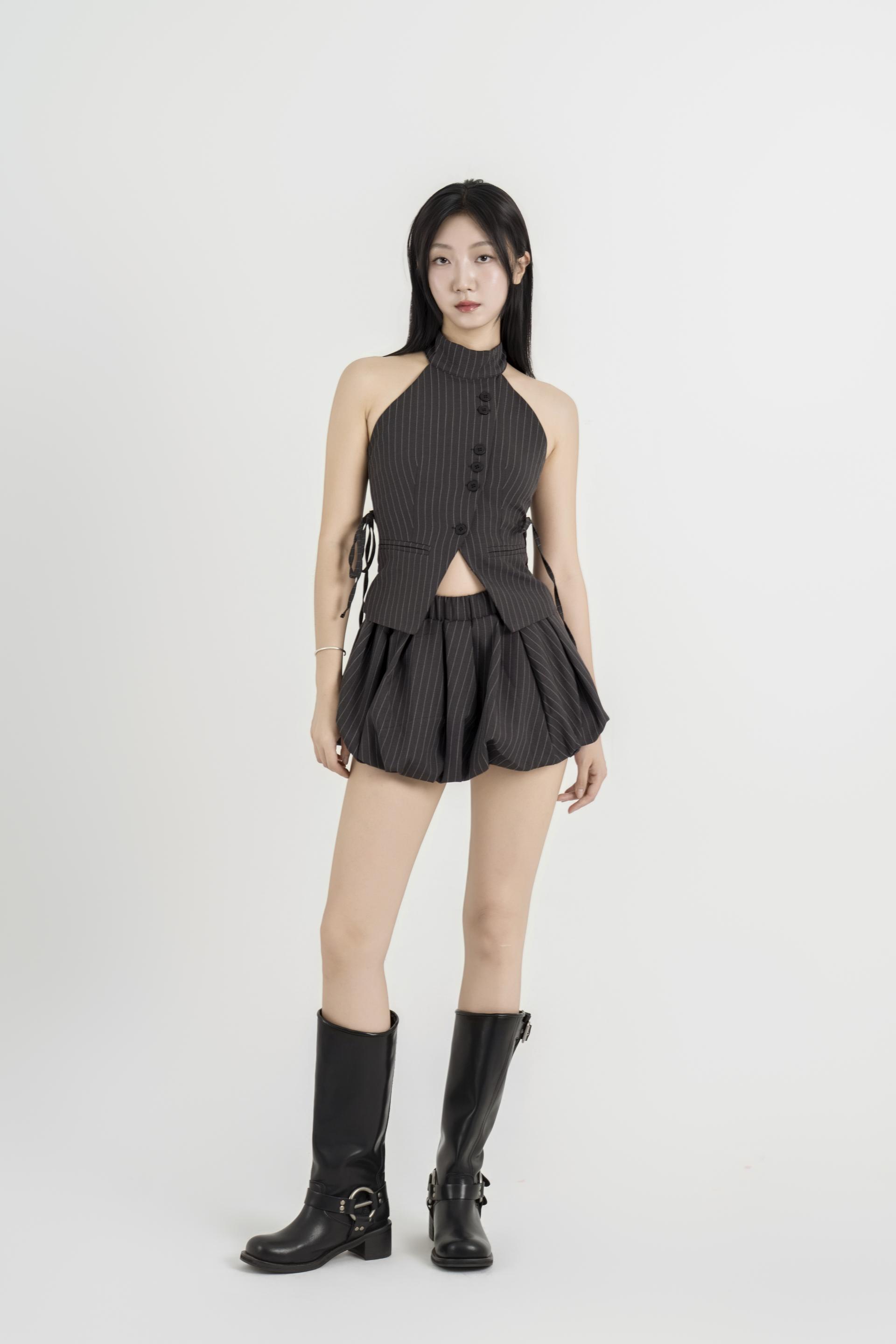 홀터 베스트 벌룬 셋업