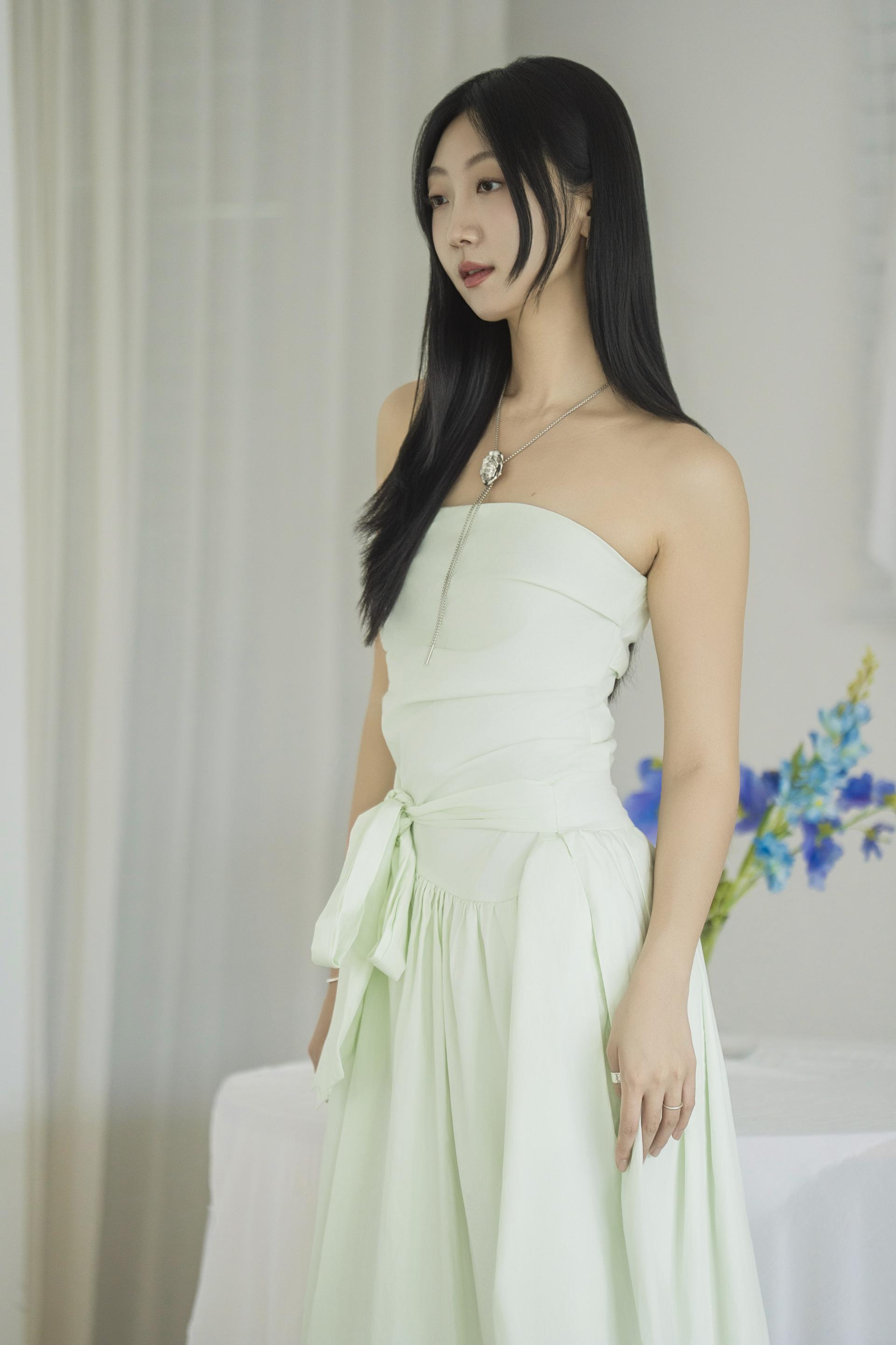리본 웨이스트 벌룬 원피스