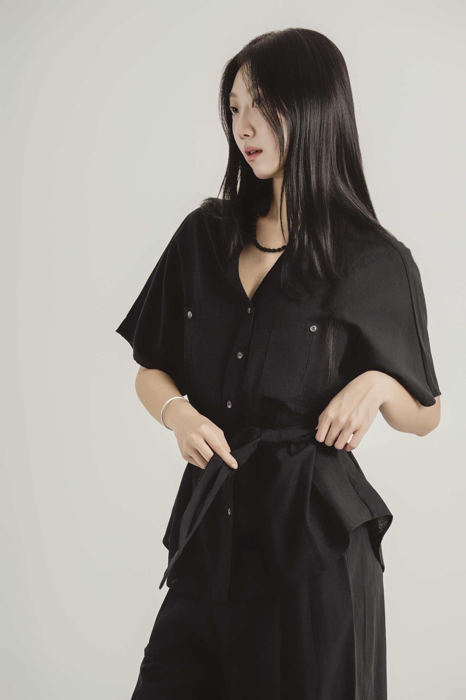 린넨 스트랩 셔츠 와이드 팬츠 셋업