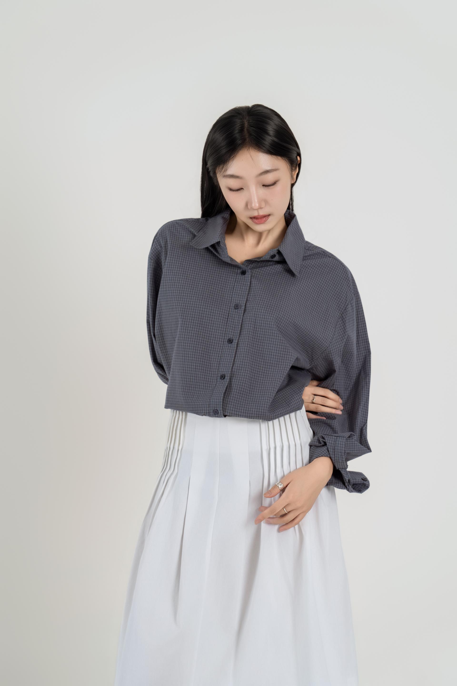 마이크로 체크 오버 셔츠