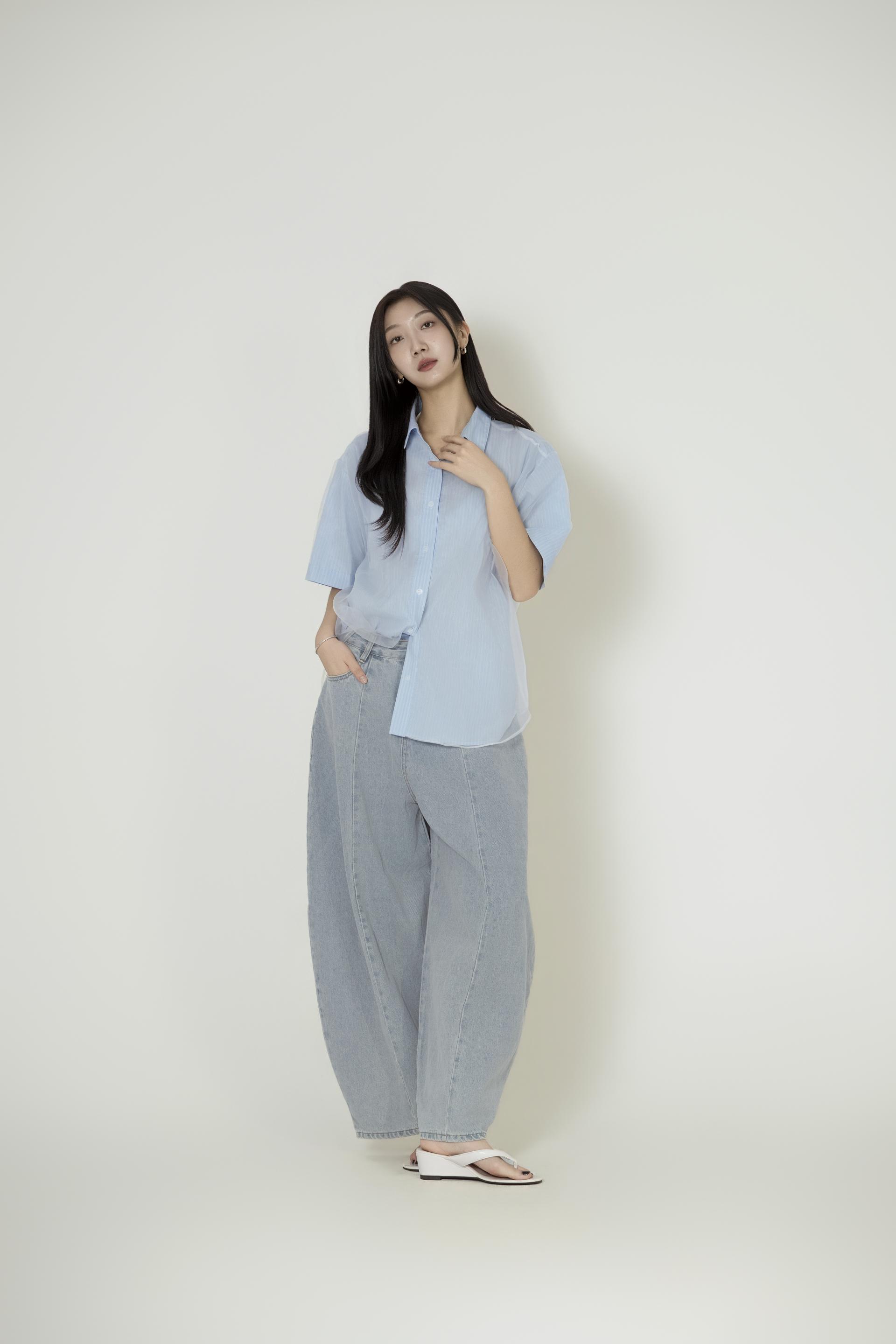 시스루 오간자 레이어드 셔츠