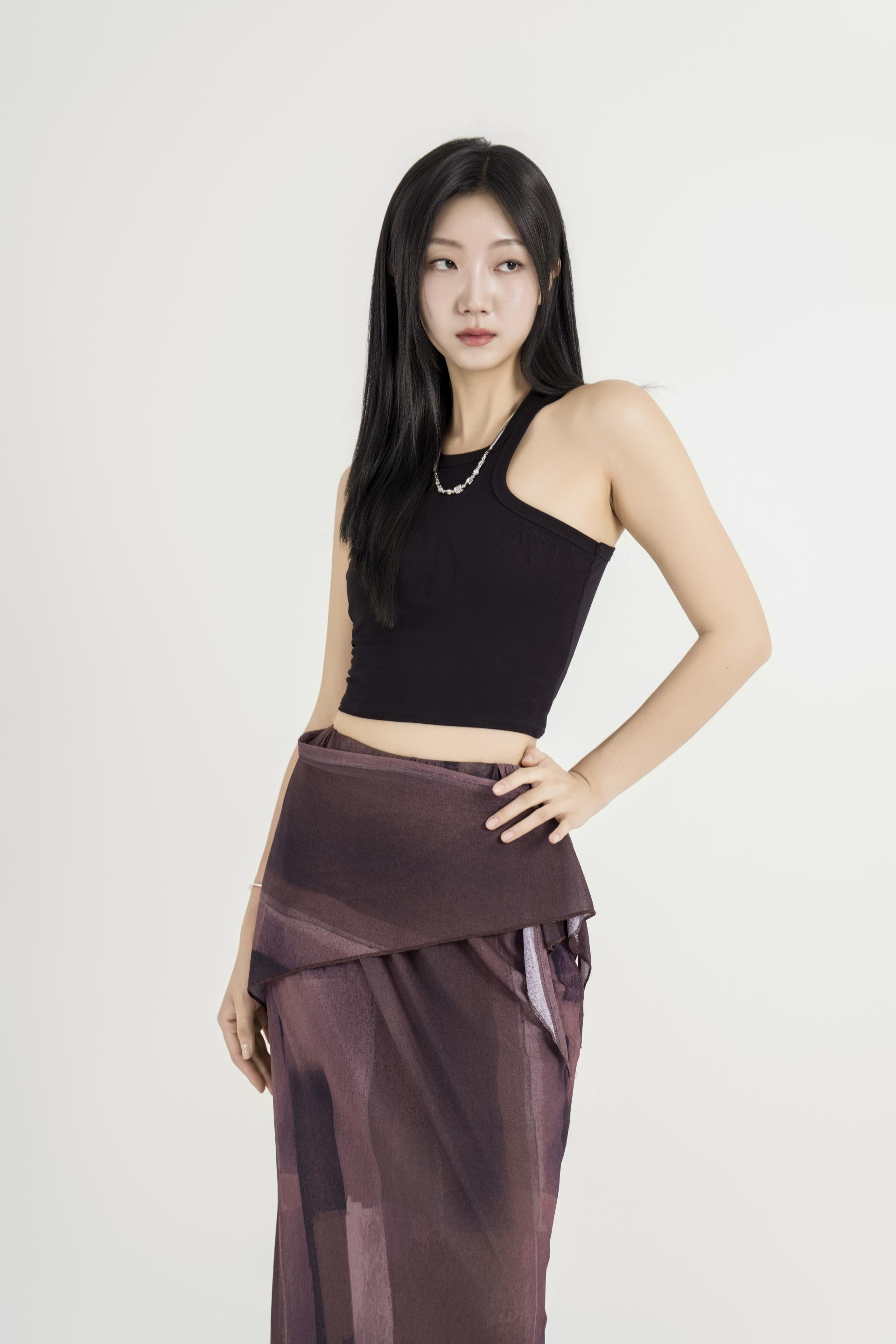 컬러 베일 랩 스커트