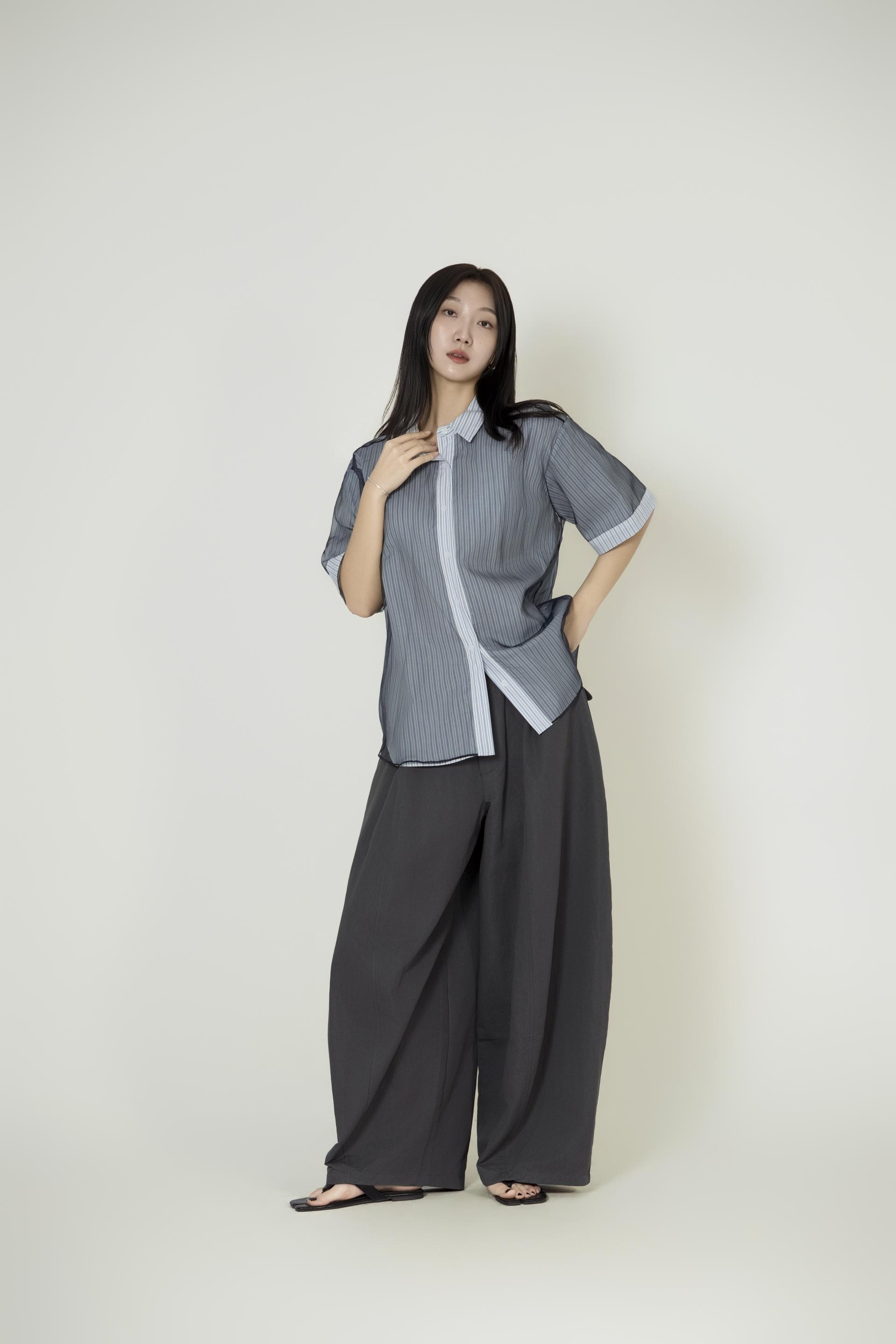 시스루 오간자 레이어드 셔츠