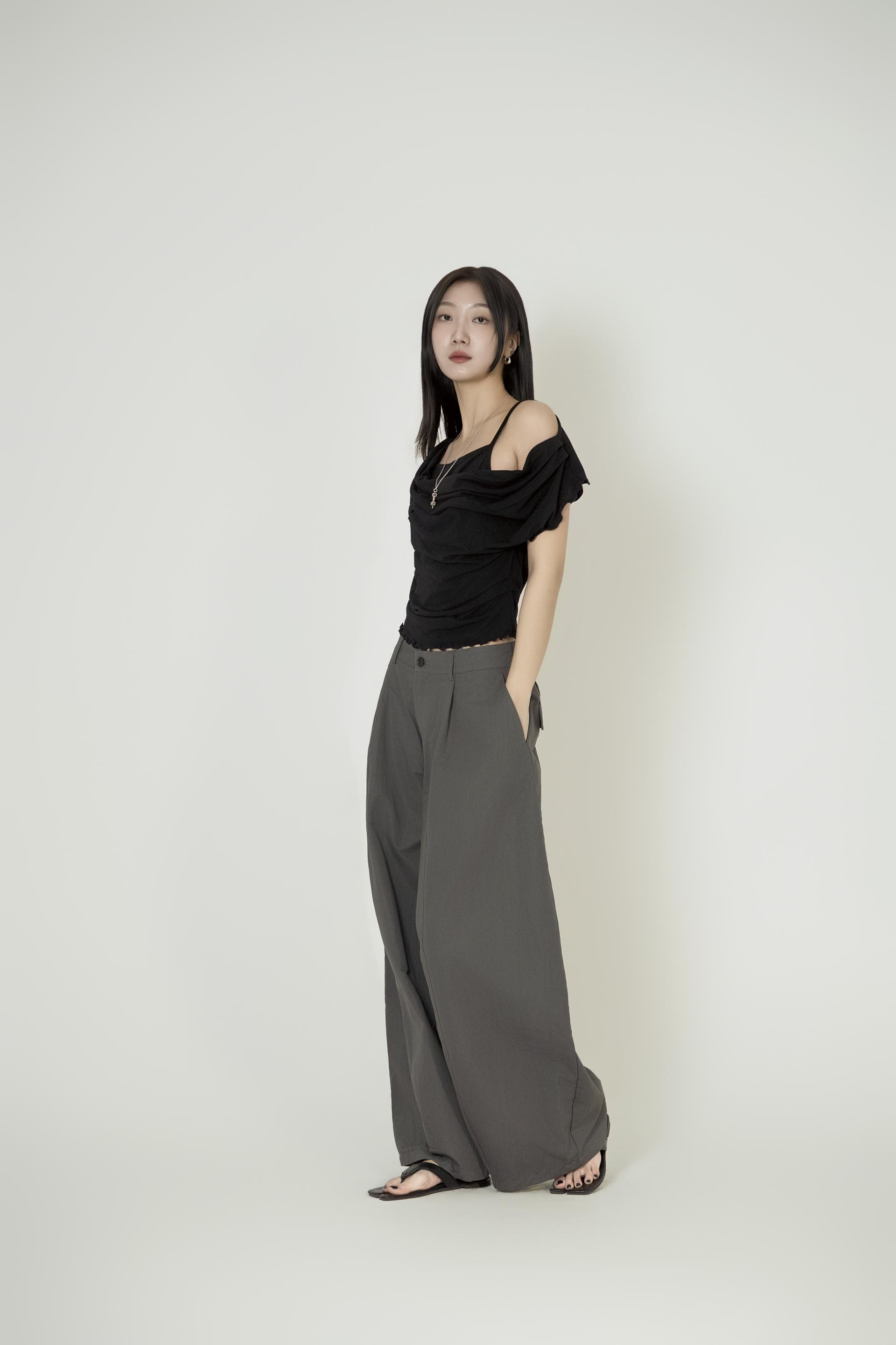 배색 리본칼라 크롭 투피스 복제