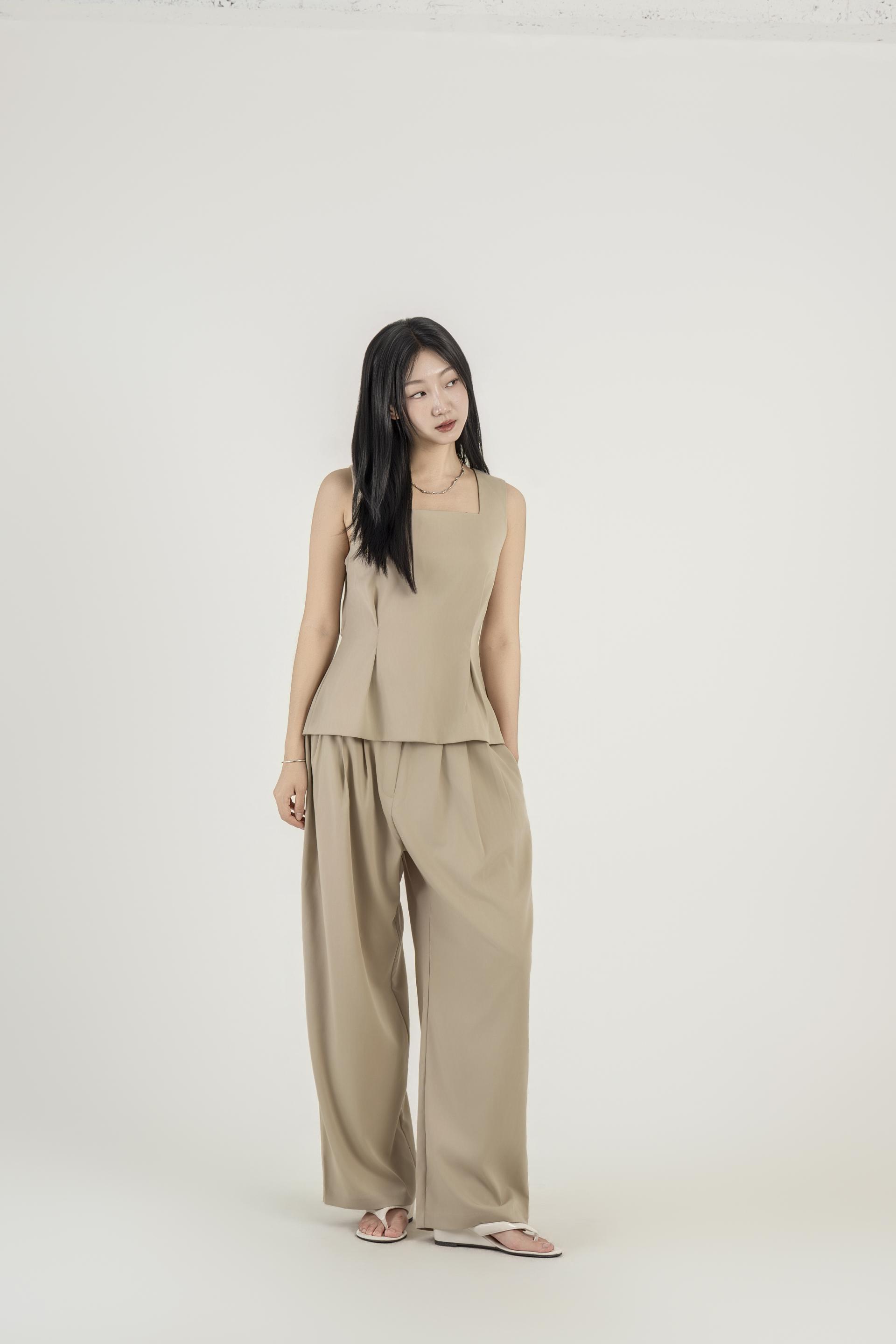 스퀘어넥 플레어 탑 와이드 팬츠 셋업