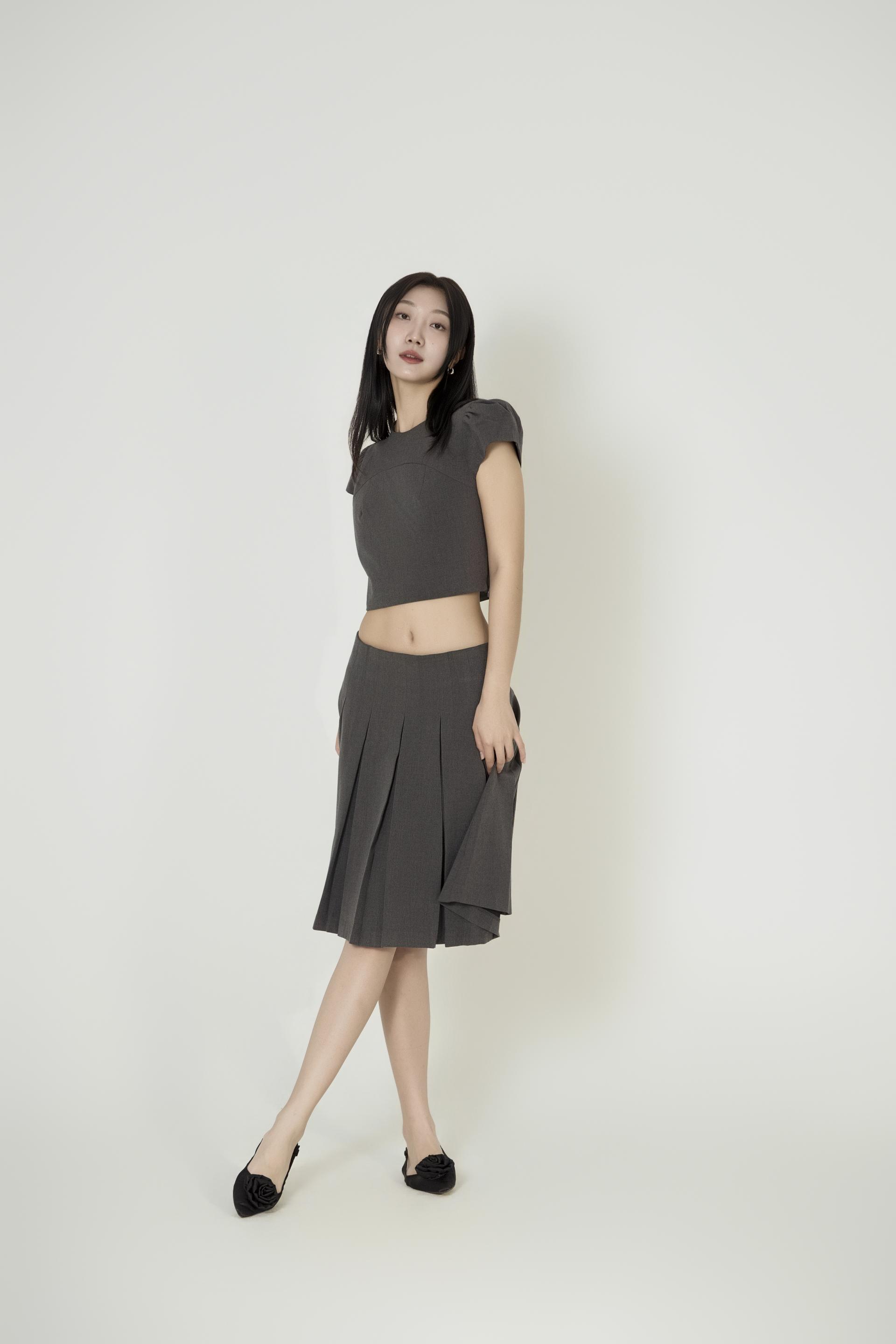 캡소매크 롭탑 플리츠스커트 셋업