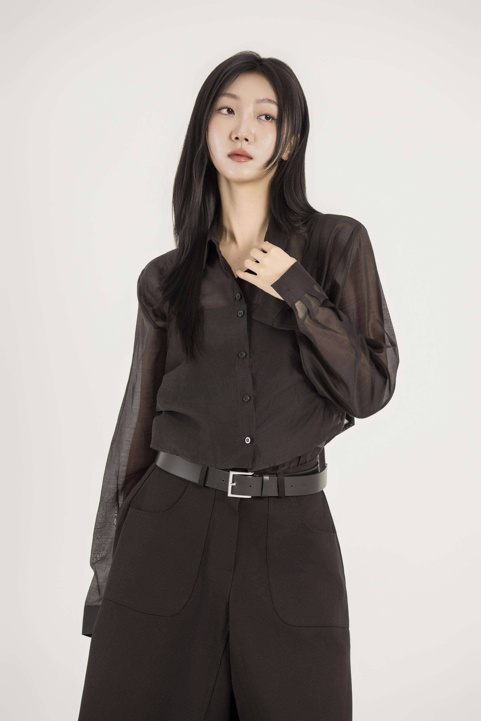 시스루 패널 레이어드 셔츠