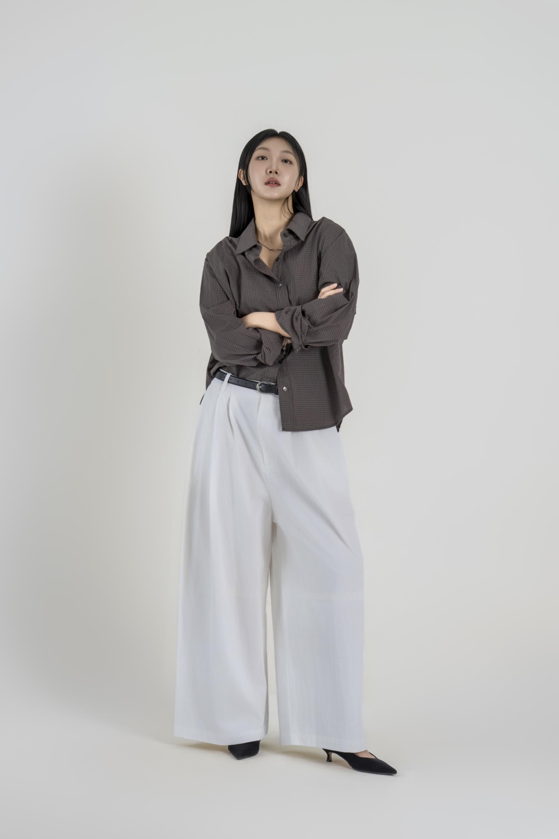마이크로 체크 오버 셔츠