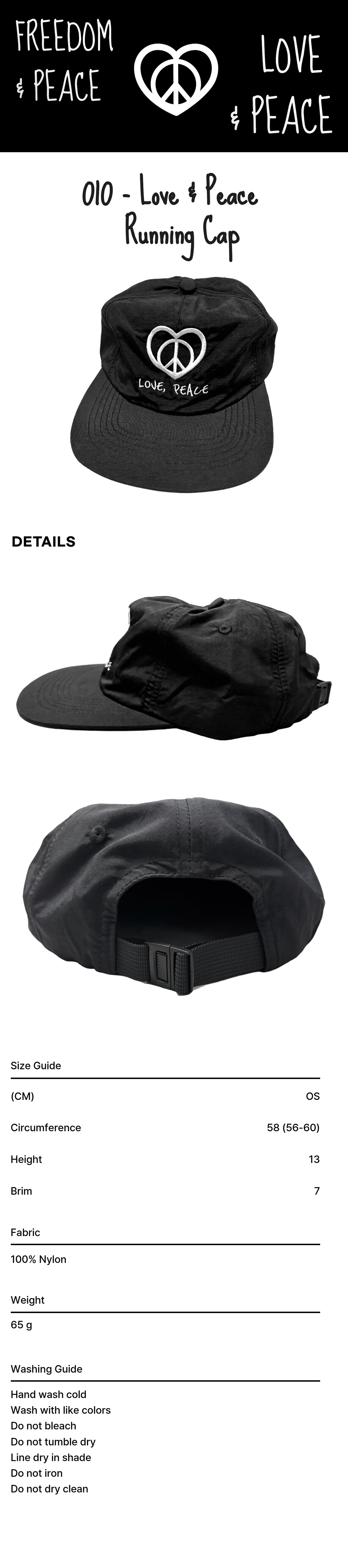 Love & Peace Running Cap