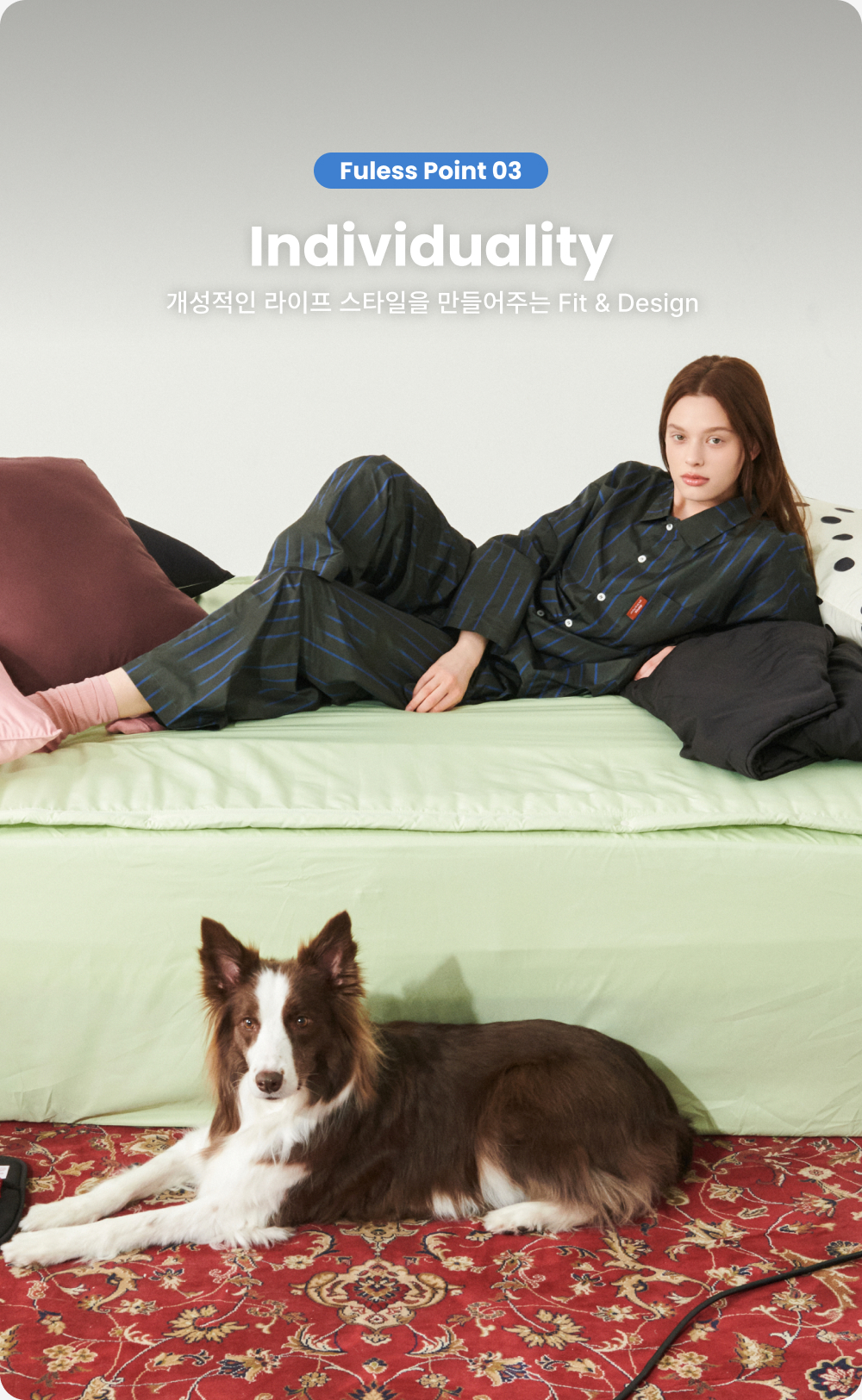 Furless pajamas[Long] - Stripe(9color, 3size)