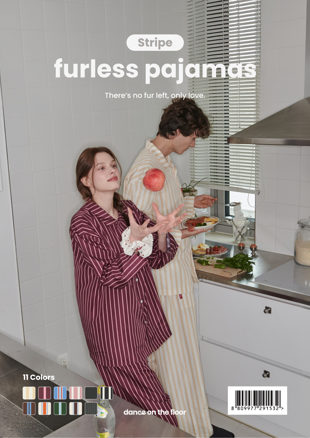 Furless pajamas[Long] - Stripe(9color, 3size)