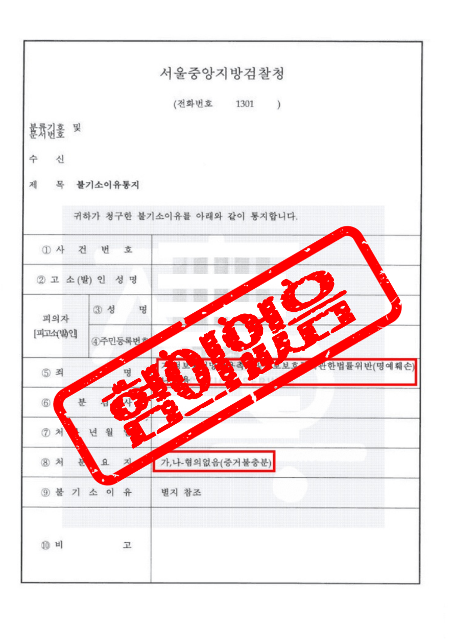 불기소] 사이버명예훼손/모욕 : 법률사무소 지우 성공사례